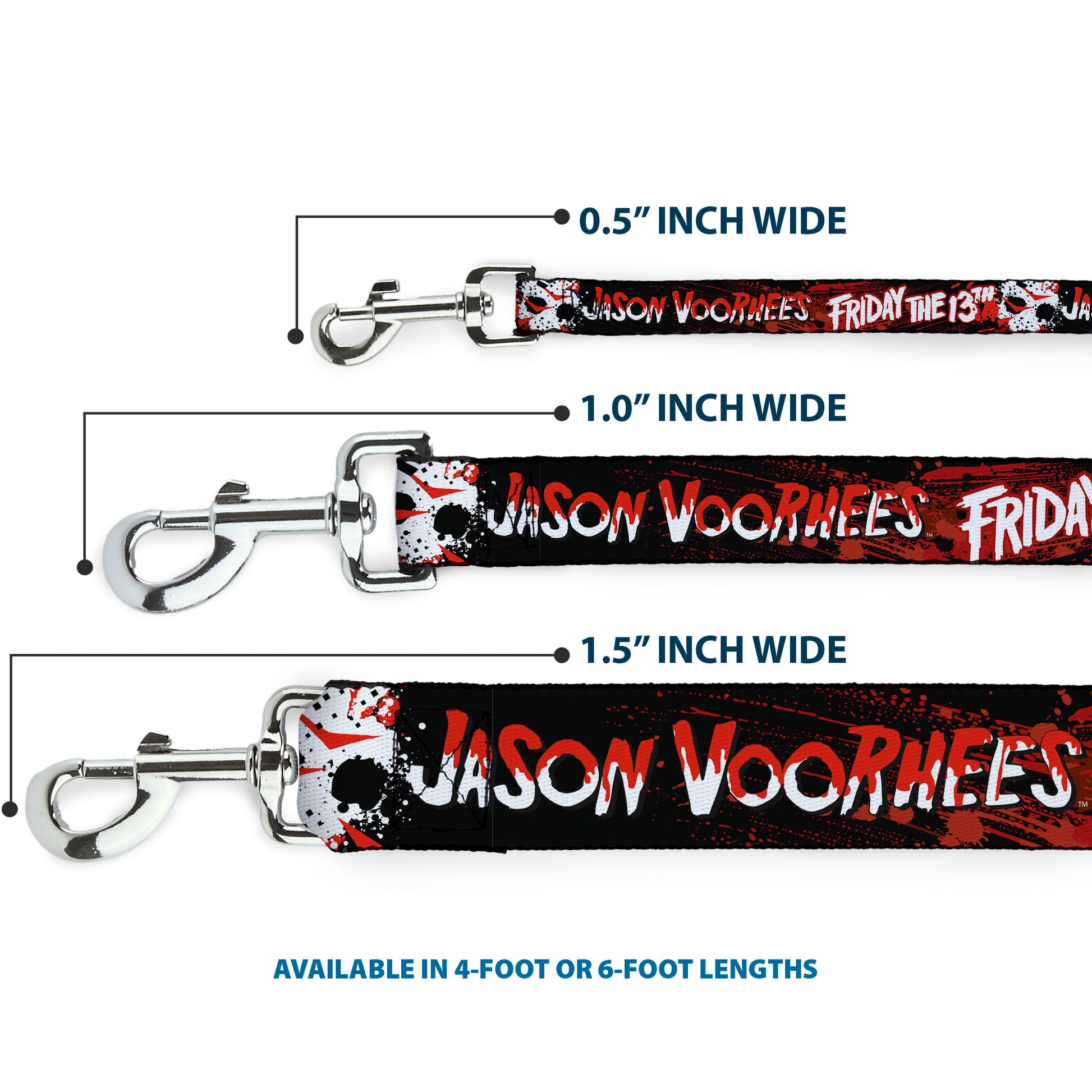 Dog Leash - FRIDAY THE 13TH JASON VOORHIES Mask Text Black/Red/White Dog Leashes Friday the 13th