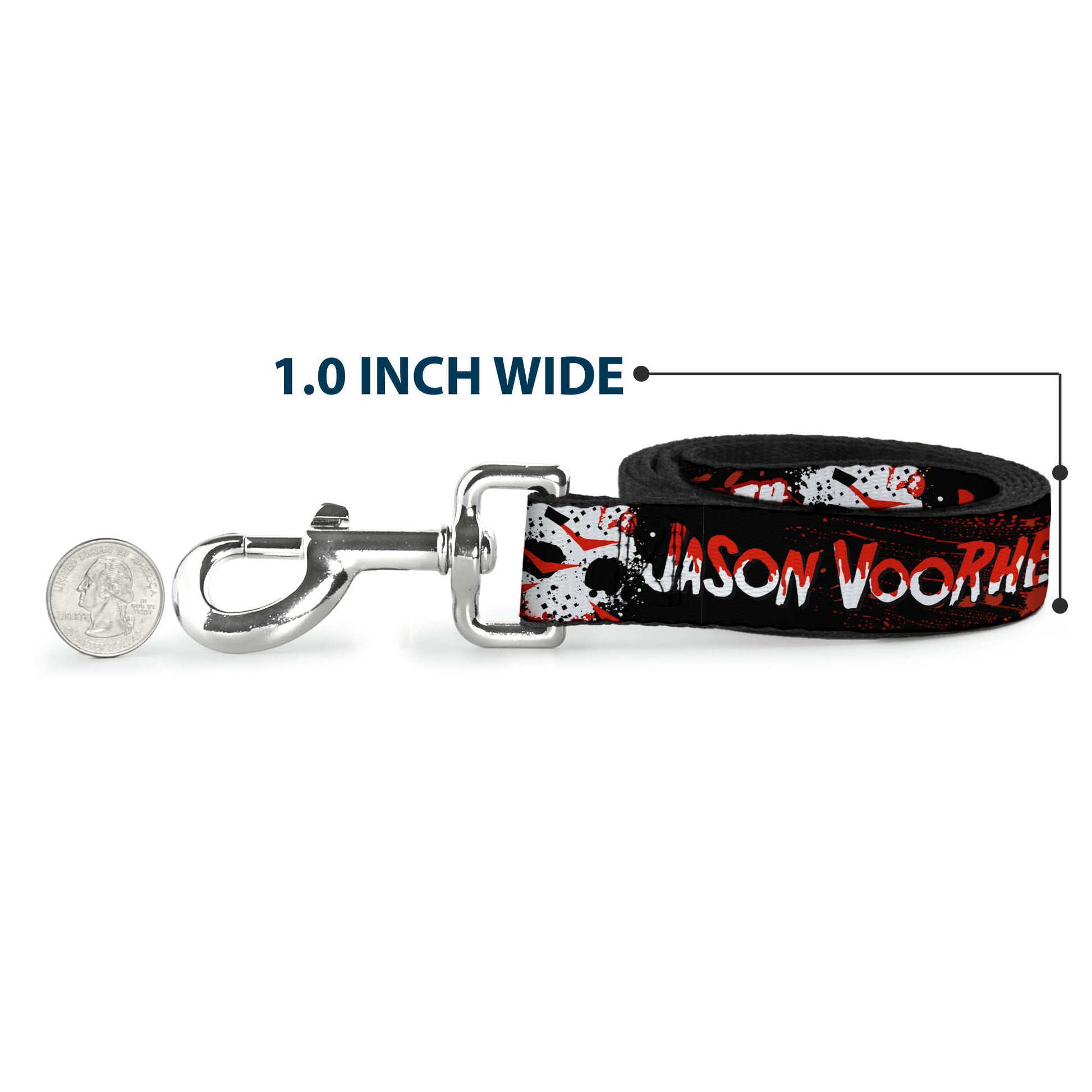 Dog Leash - FRIDAY THE 13TH JASON VOORHIES Mask Text Black/Red/White Dog Leashes Friday the 13th