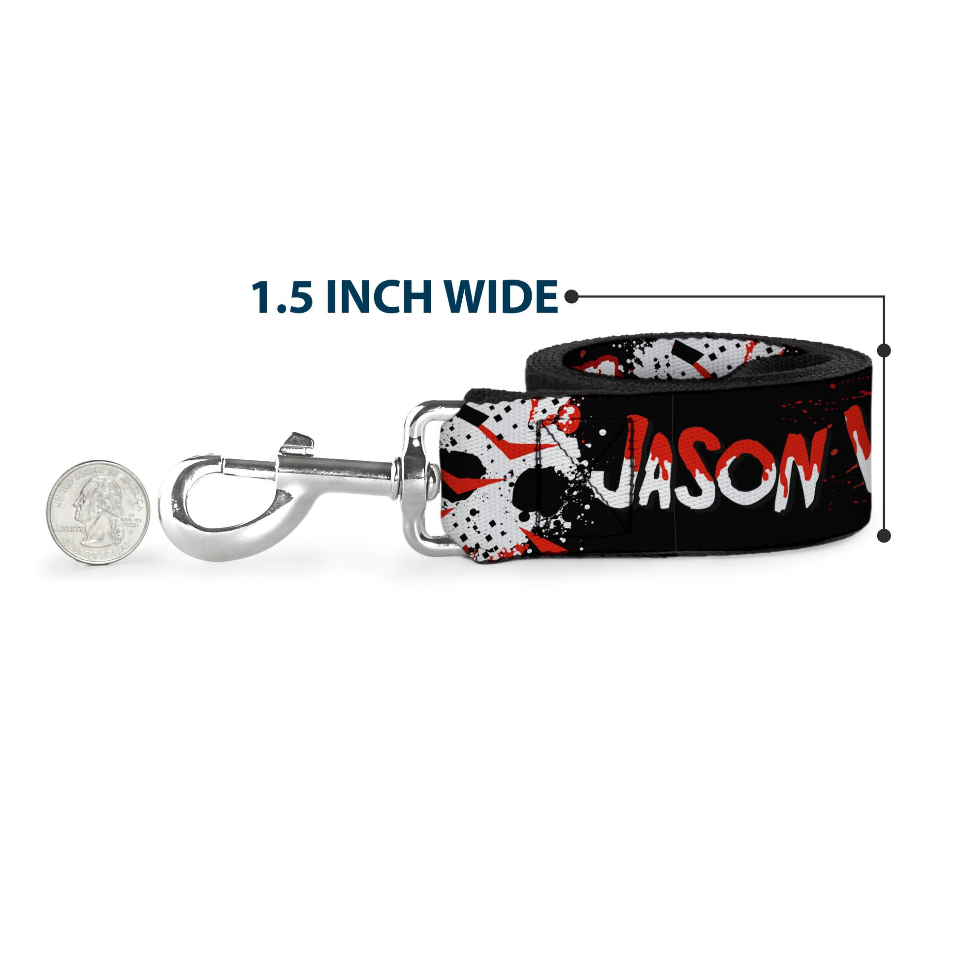 Dog Leash - FRIDAY THE 13TH JASON VOORHIES Mask Text Black/Red/White Dog Leashes Friday the 13th
