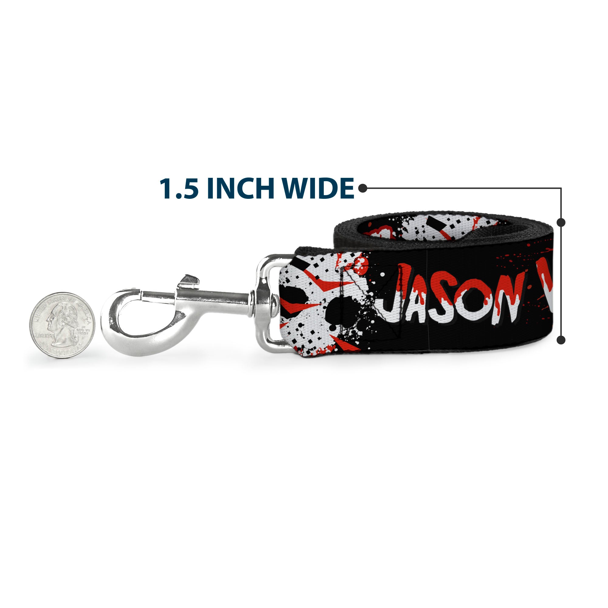 Dog Leash - FRIDAY THE 13TH JASON VOORHIES Mask Text Black/Red/White Dog Leashes Friday the 13th