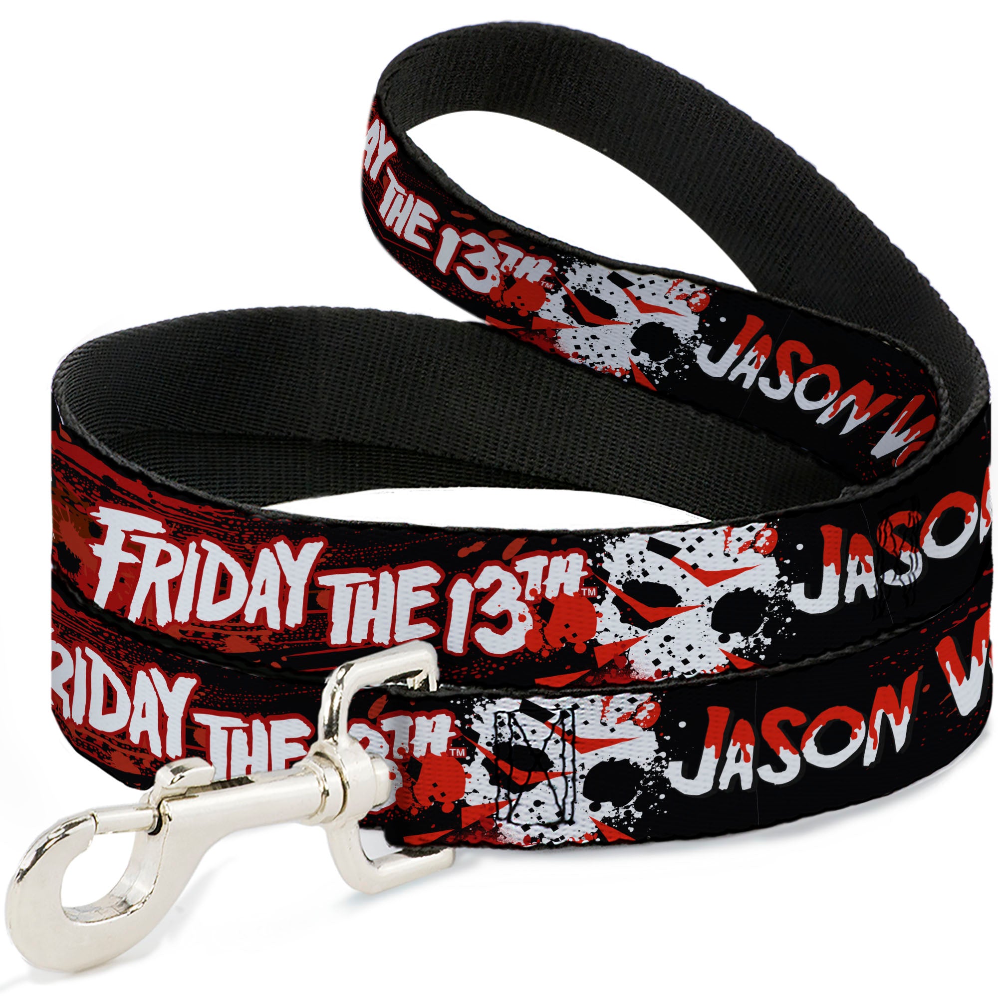 Dog Leash - FRIDAY THE 13TH JASON VOORHIES Mask Text Black/Red/White Dog Leashes Friday the 13th