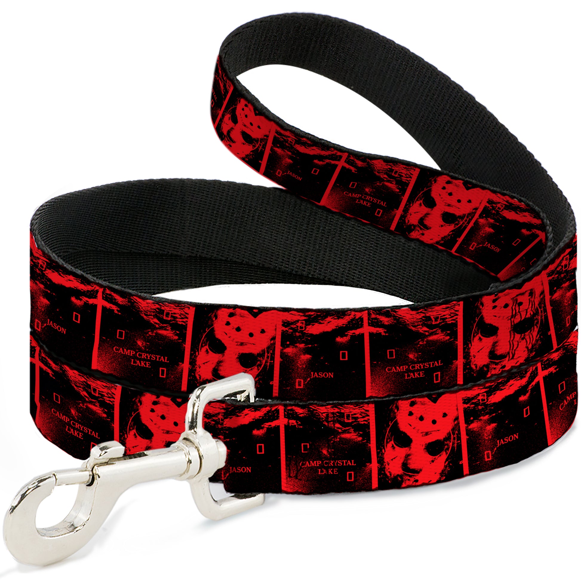 Dog Leash - Friday the 13th Jason Hockey Mask Camp Crystal Lake Blocks Black/Reds Dog Leashes Friday the 13th