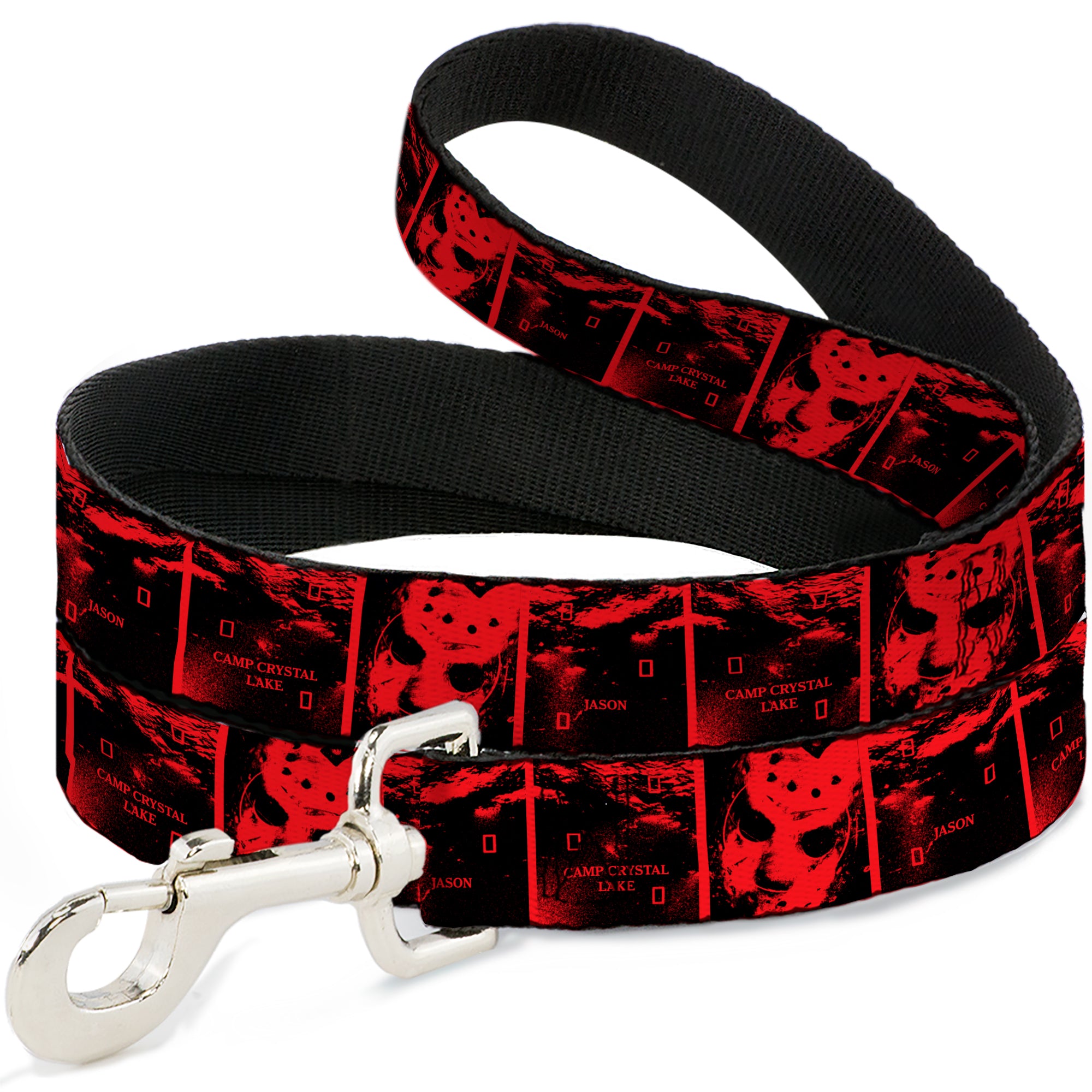 Dog Leash - Friday the 13th Jason Hockey Mask Camp Crystal Lake Blocks Black/Reds Dog Leashes Friday the 13th