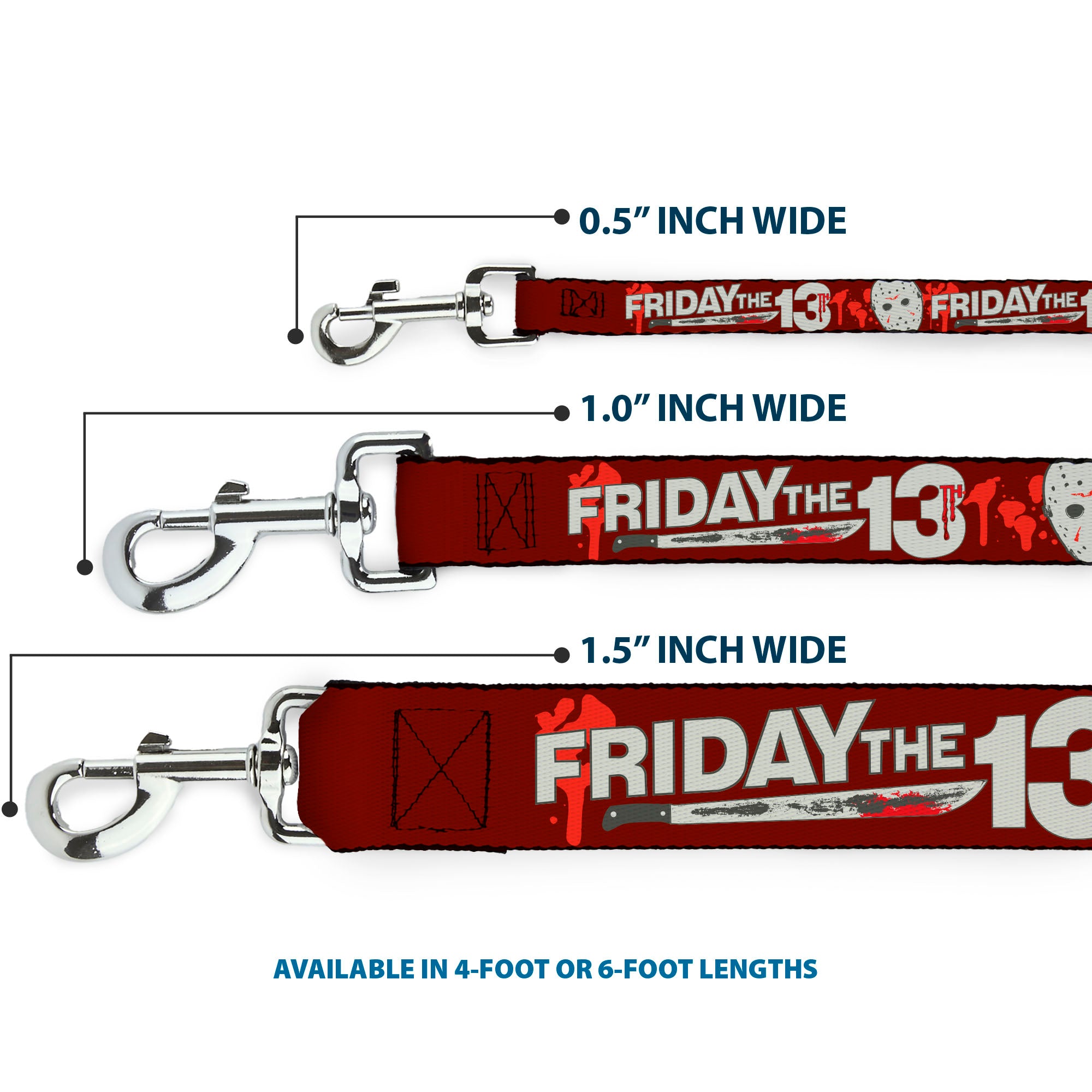 Dog Leash - FRIDAY THE 13TH Mask and Machete Icons Red/Pink/White Dog Leashes Friday the 13th