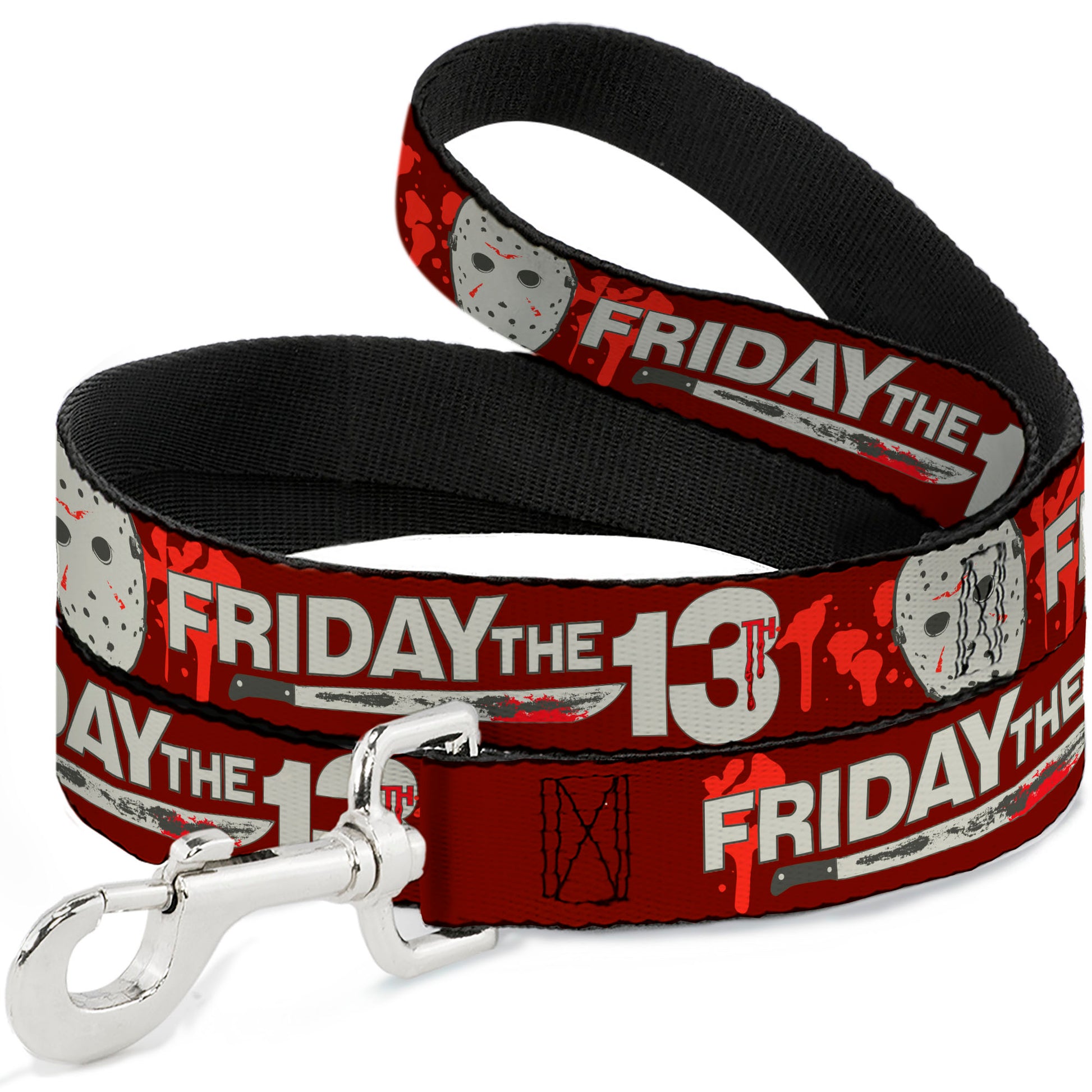 Dog Leash - FRIDAY THE 13TH Mask and Machete Icons Red/Pink/White Dog Leashes Friday the 13th