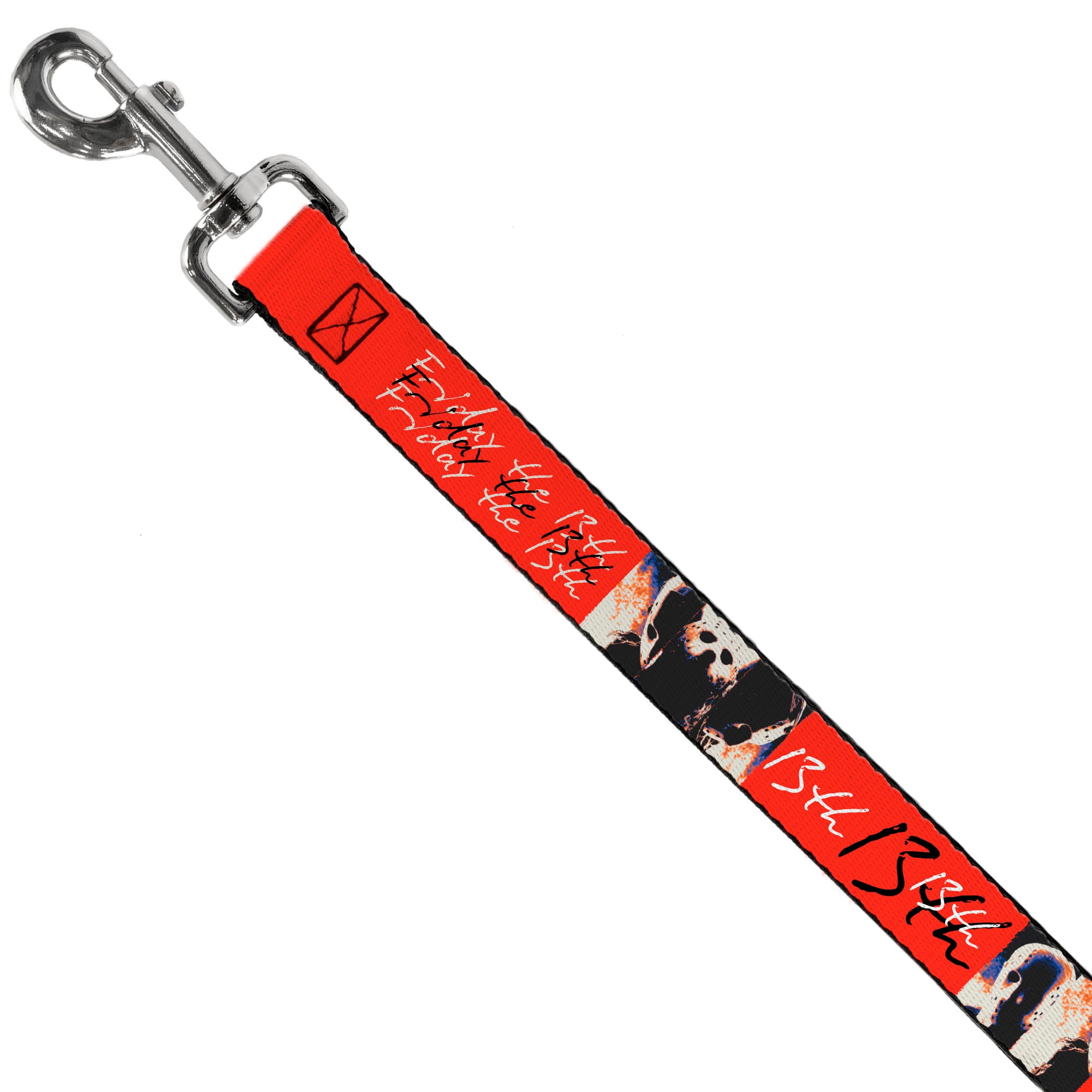 Dog Leash - FRIDAY THE 13TH Jason Mask and Script Blocks Red/Black/White Dog Leashes Friday the 13th