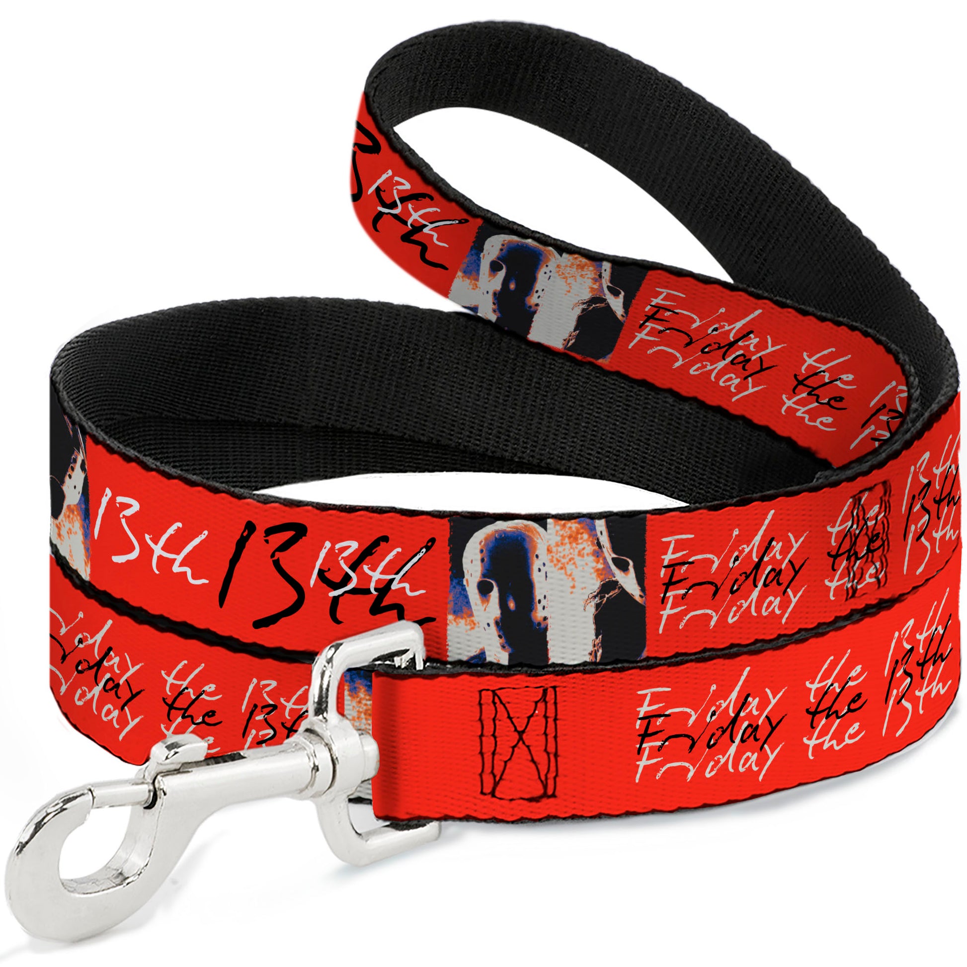 Dog Leash - FRIDAY THE 13TH Jason Mask and Script Blocks Red/Black/White Dog Leashes Friday the 13th