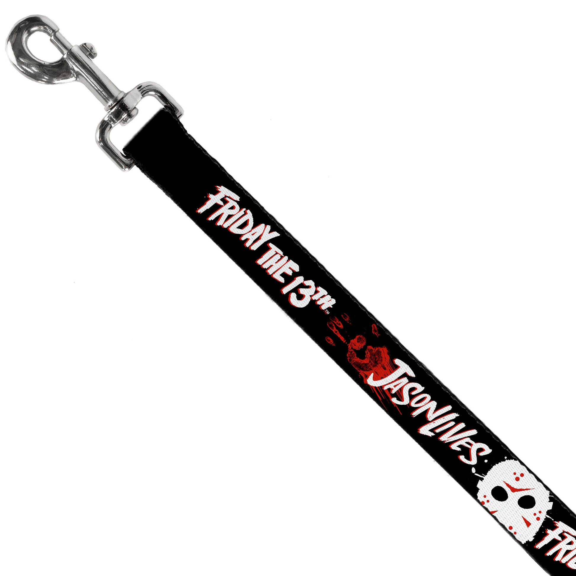 Dog Leash - FRIDAY THE 13TH JASON LIVES with Hand Print and Mask Black/Red/White Dog Leashes Friday the 13th