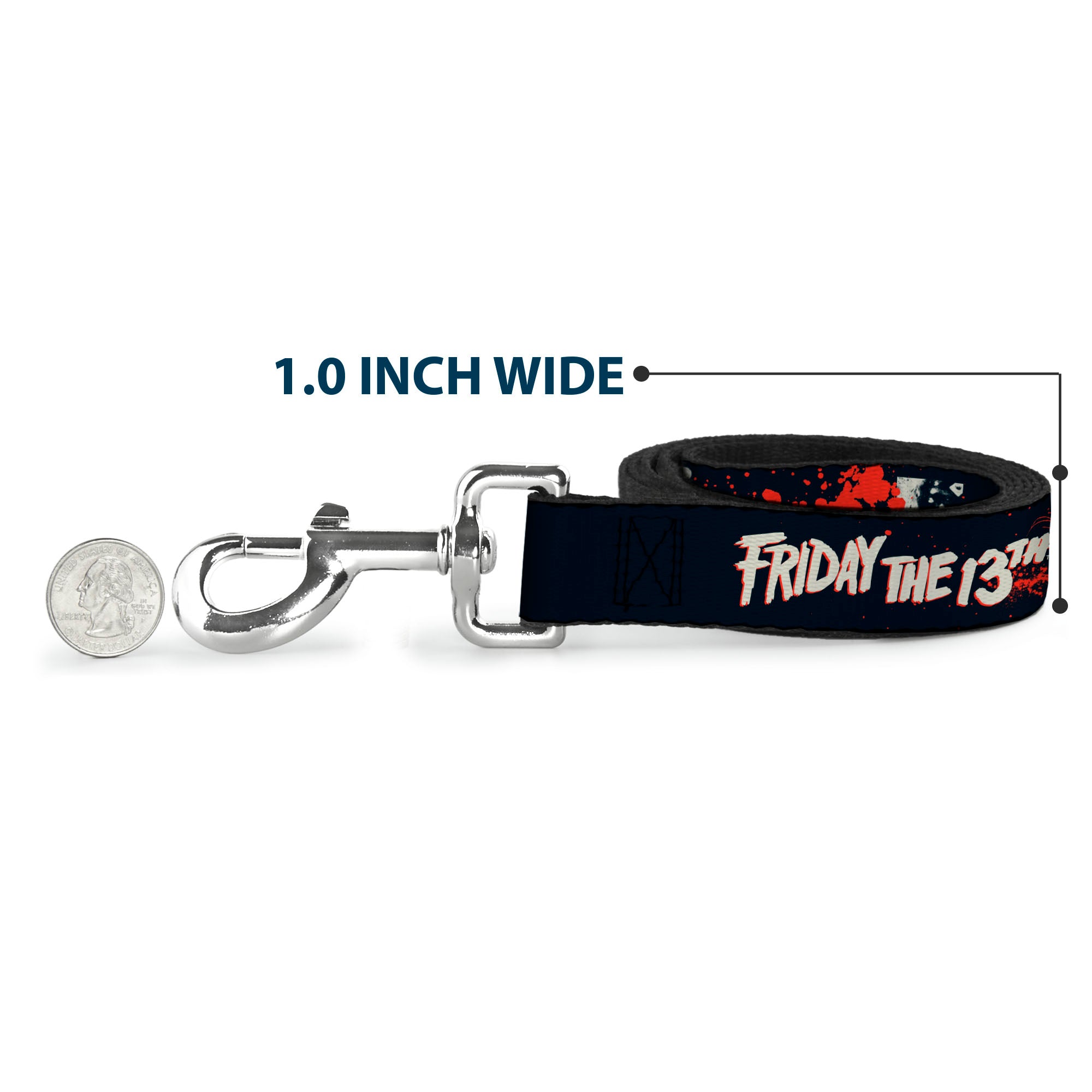Dog Leash - FRIDAY THE 13TH JASON Mask and Splatter Black/Red/White Dog Leashes Friday the 13th