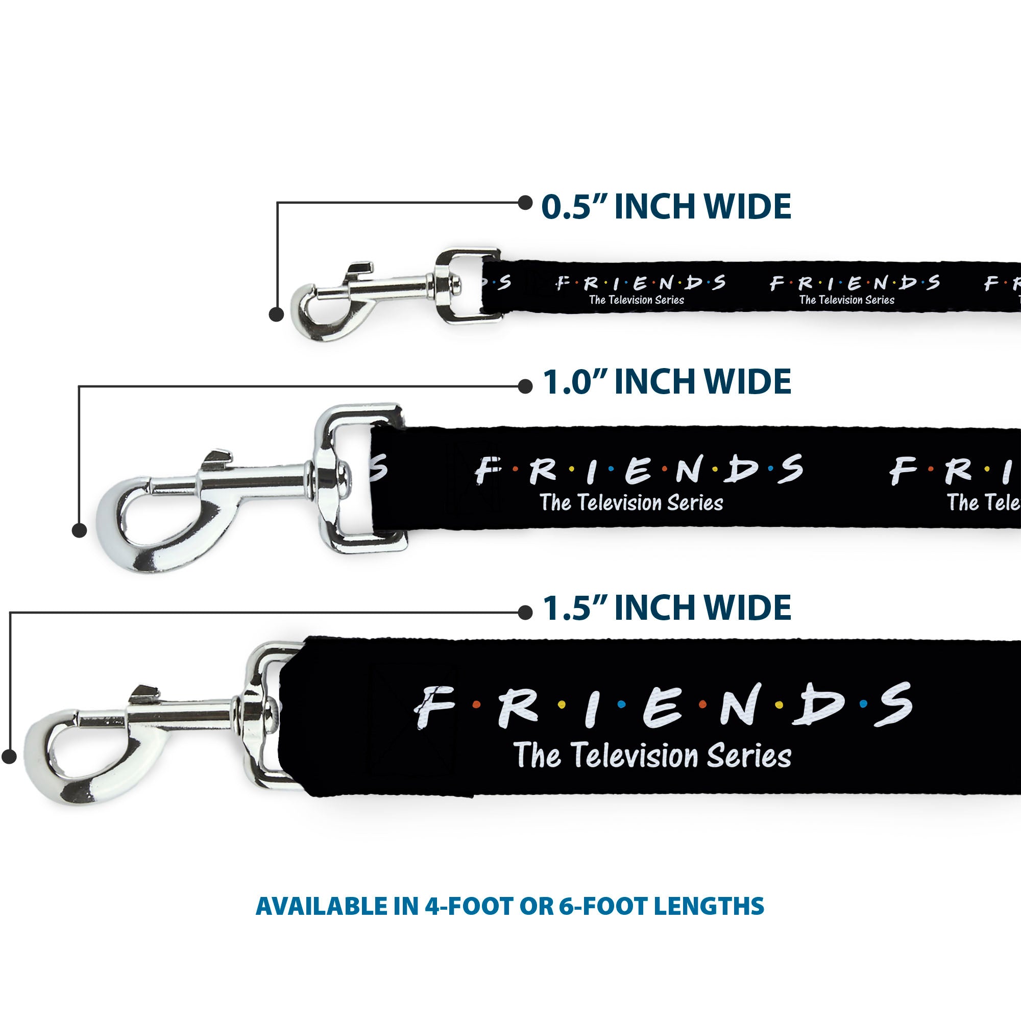 Dog Leash - FRIENDS-THE TELEVISION SERIES Logo Black/White/Multi Color Dog Leashes Friends