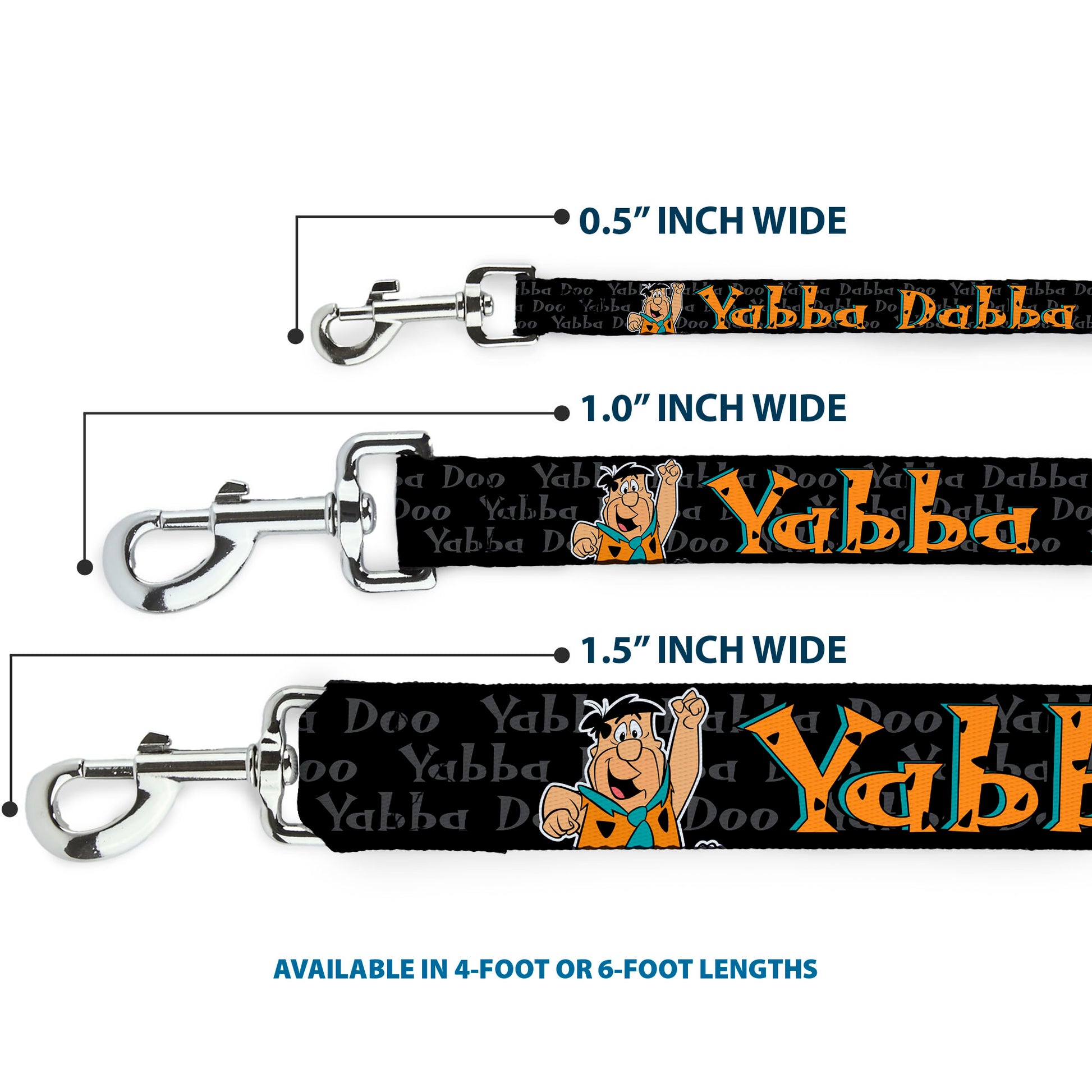 Dog Leash - Fred Face/Pose YABBA DABBA DOO Black/Gray/Orange Dog Leashes The Flintstones