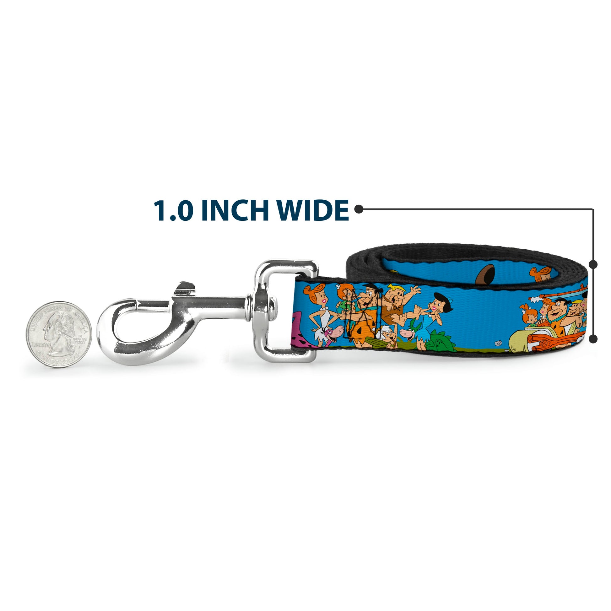 Dog Leash - The Flintstones and Rubbles Group Pose/Logo Blue Dog Leashes The Flintstones