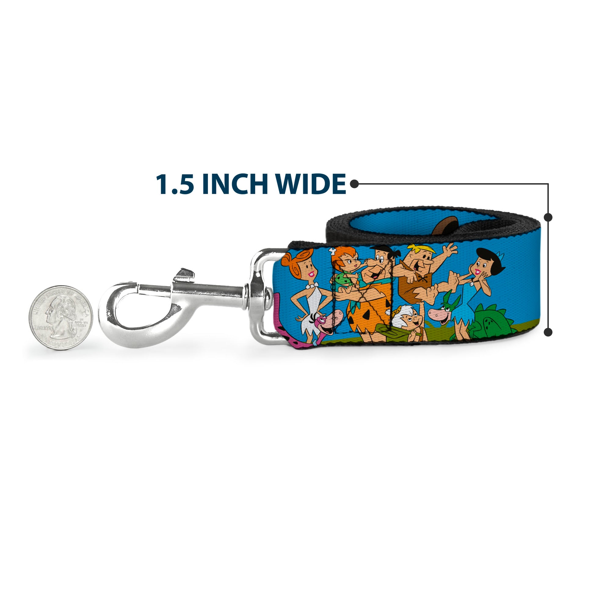 Dog Leash - The Flintstones and Rubbles Group Pose/Logo Blue Dog Leashes The Flintstones