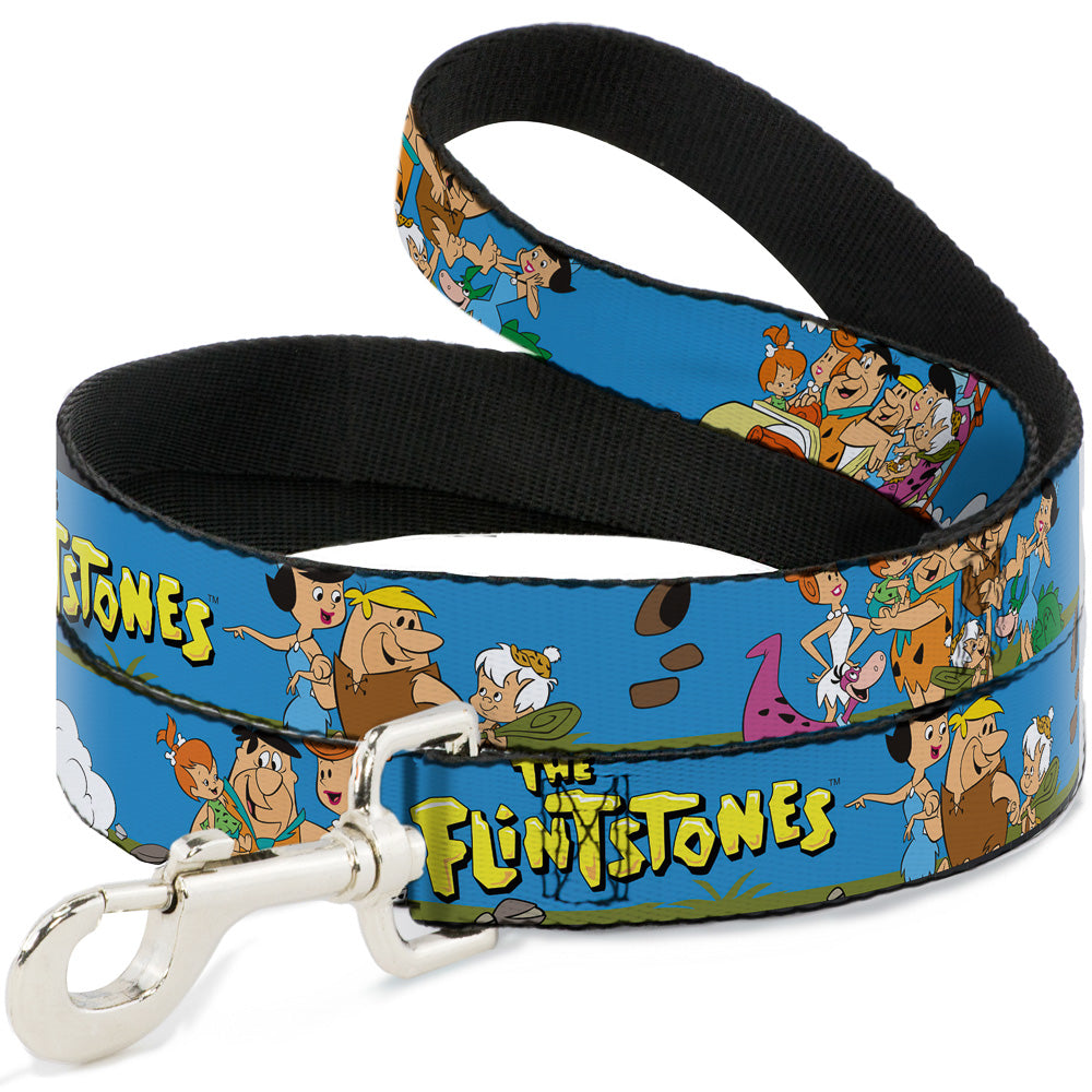 Dog Leash - The Flintstones and Rubbles Group Pose/Logo Blue Dog Leashes The Flintstones