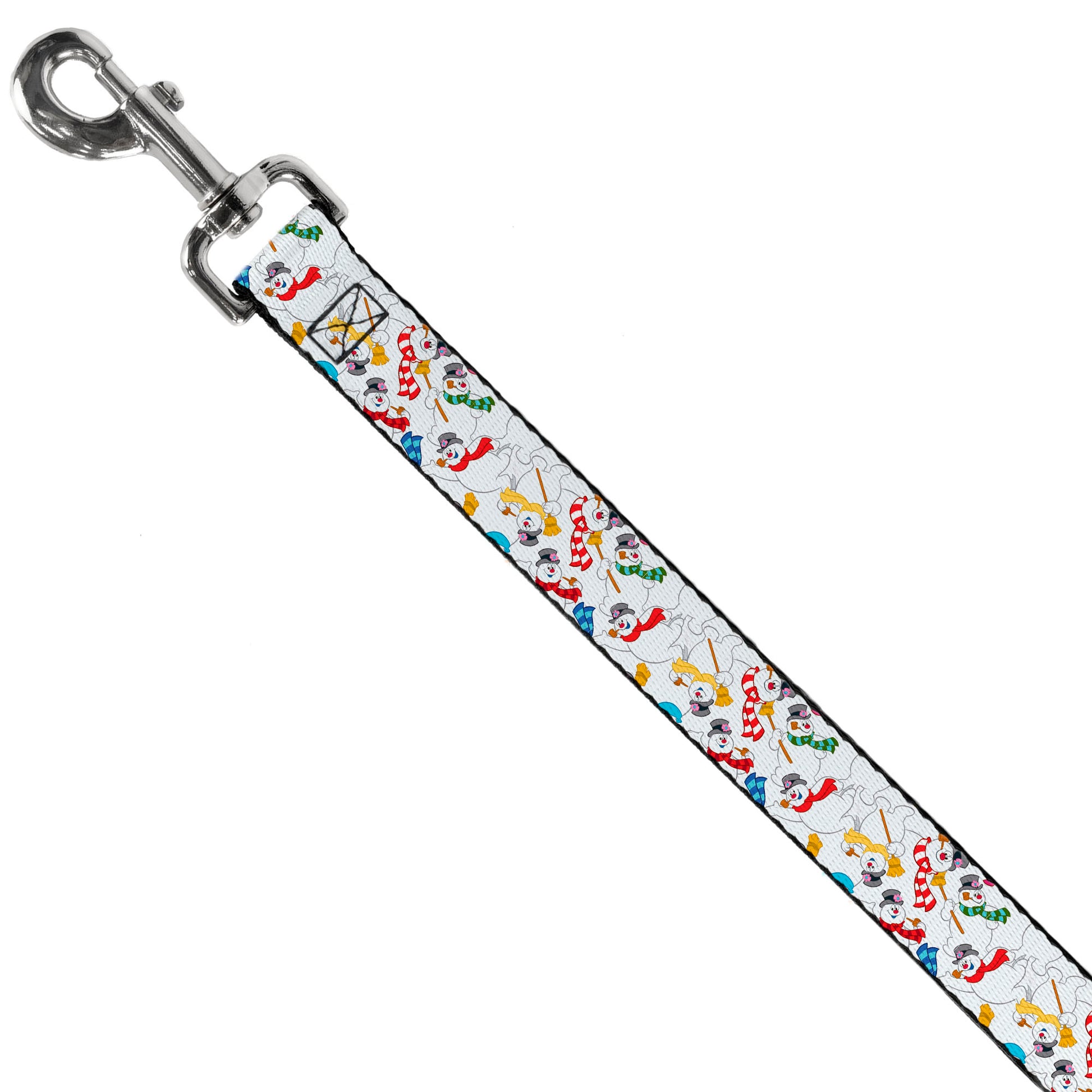 Dog Leash - Frosty the Snowman Pose Scattered White Dog Leashes Frosty the Snowman