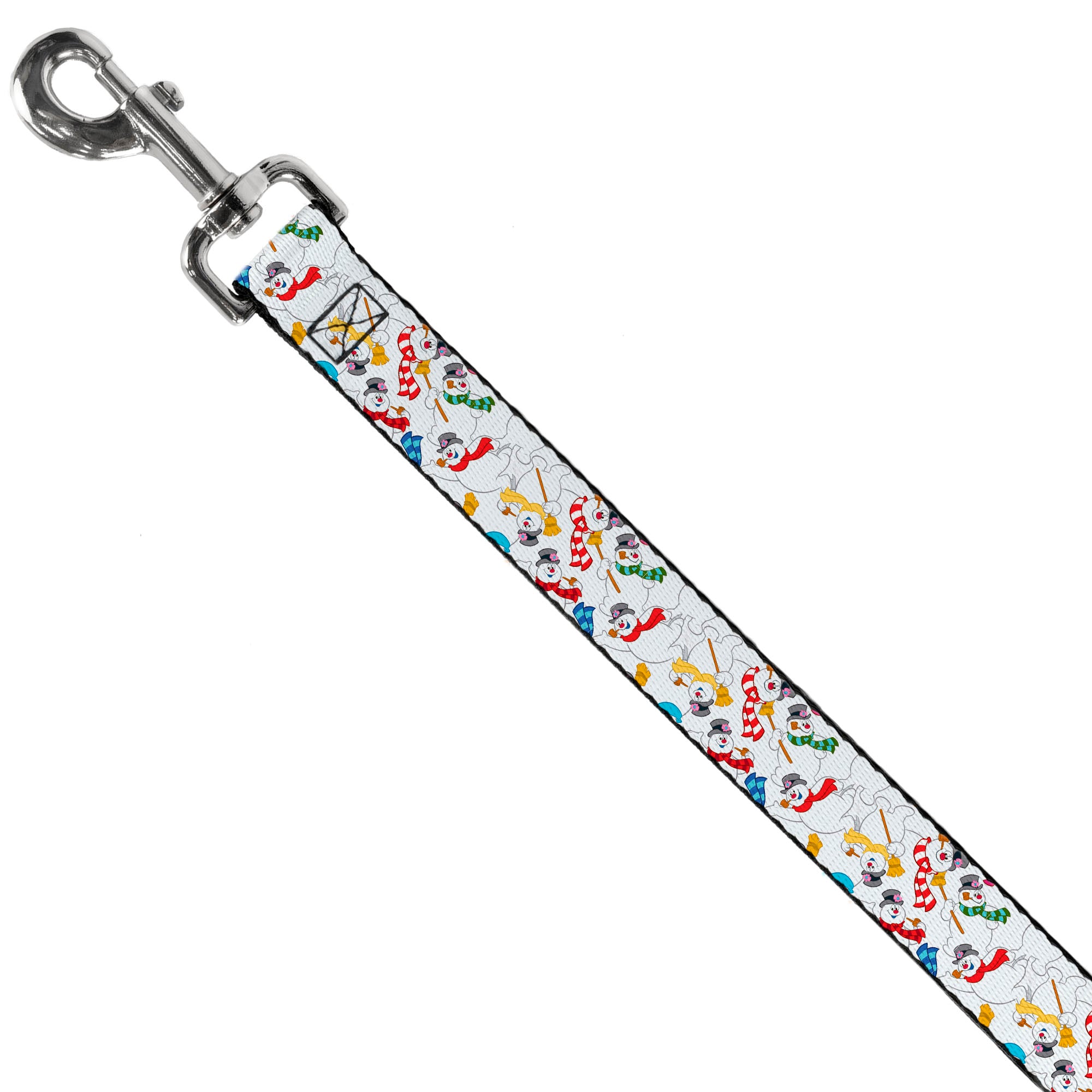 Dog Leash - Frosty the Snowman Pose Scattered White Dog Leashes Frosty the Snowman