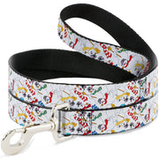 Dog Leash - Frosty the Snowman Pose Scattered White Dog Leashes Frosty the Snowman