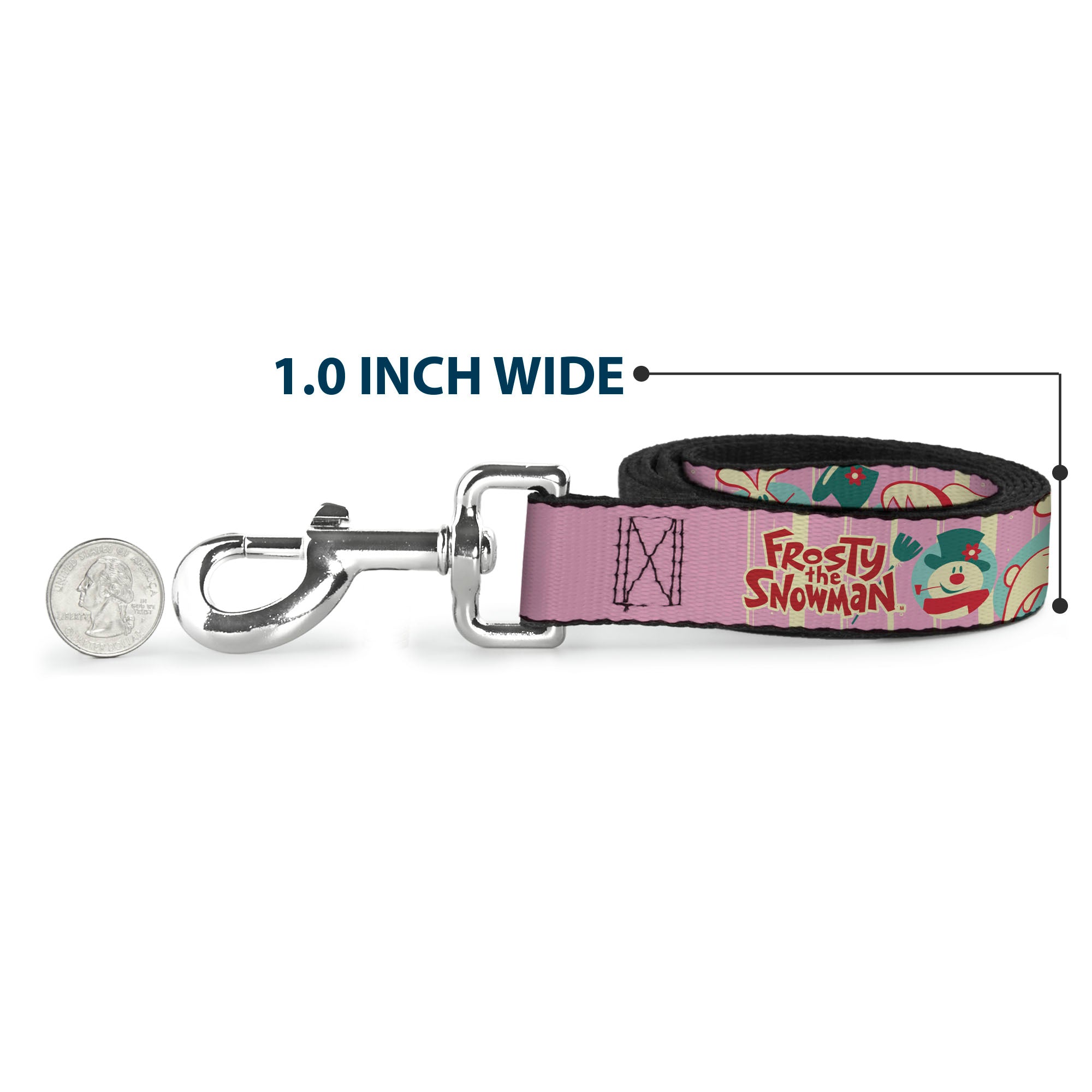Dog Leash - FROSTY THE SNOWMAN Pose and Title Logo with Karen and Hocus Pocus Pinks/Blues Dog Leashes Frosty the Snowman