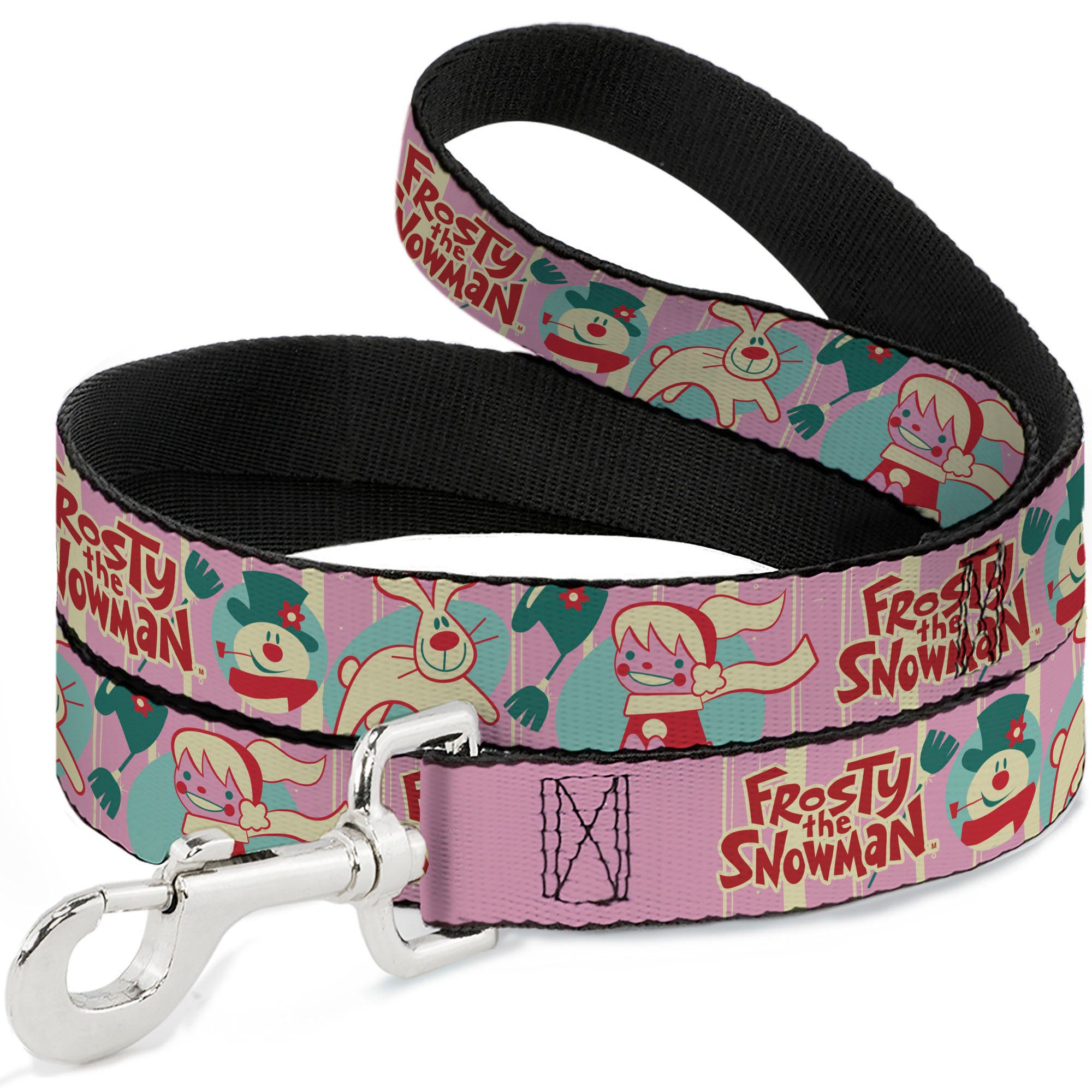 Dog Leash - FROSTY THE SNOWMAN Pose and Title Logo with Karen and Hocus Pocus Pinks/Blues Dog Leashes Frosty the Snowman