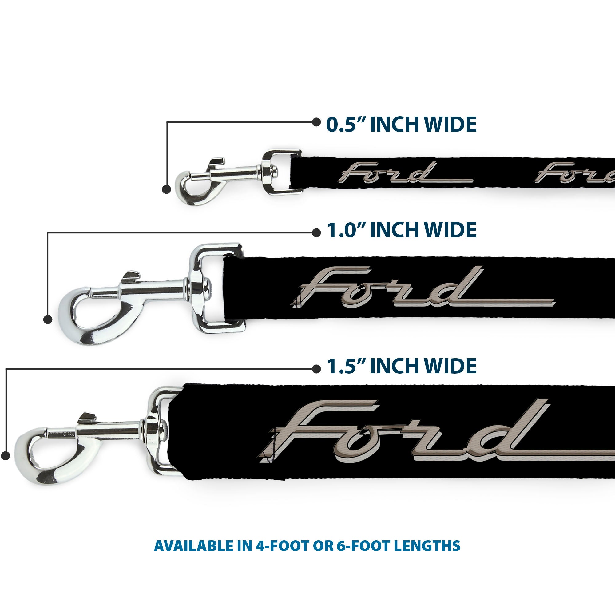 Dog Leash - FORD F-100 Script Black/Tan-Gray Dog Leashes Ford