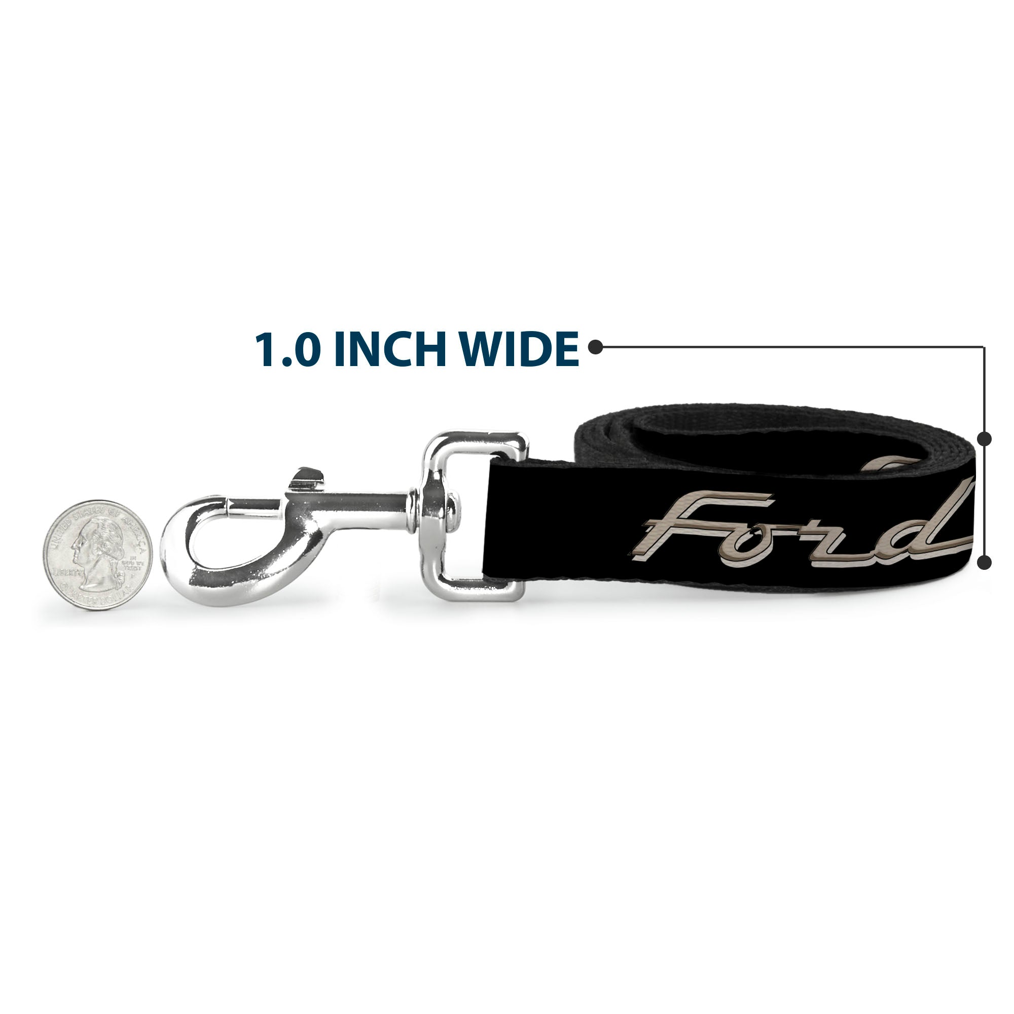Dog Leash - FORD F-100 Script Black/Tan-Gray Dog Leashes Ford