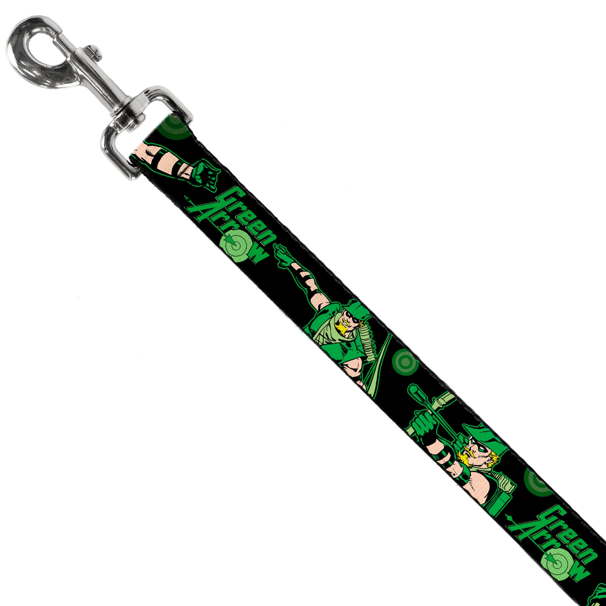 Dog Leash - GREEN ARROW Action Poses Targets Black Greens Dog Leashes DC Comics