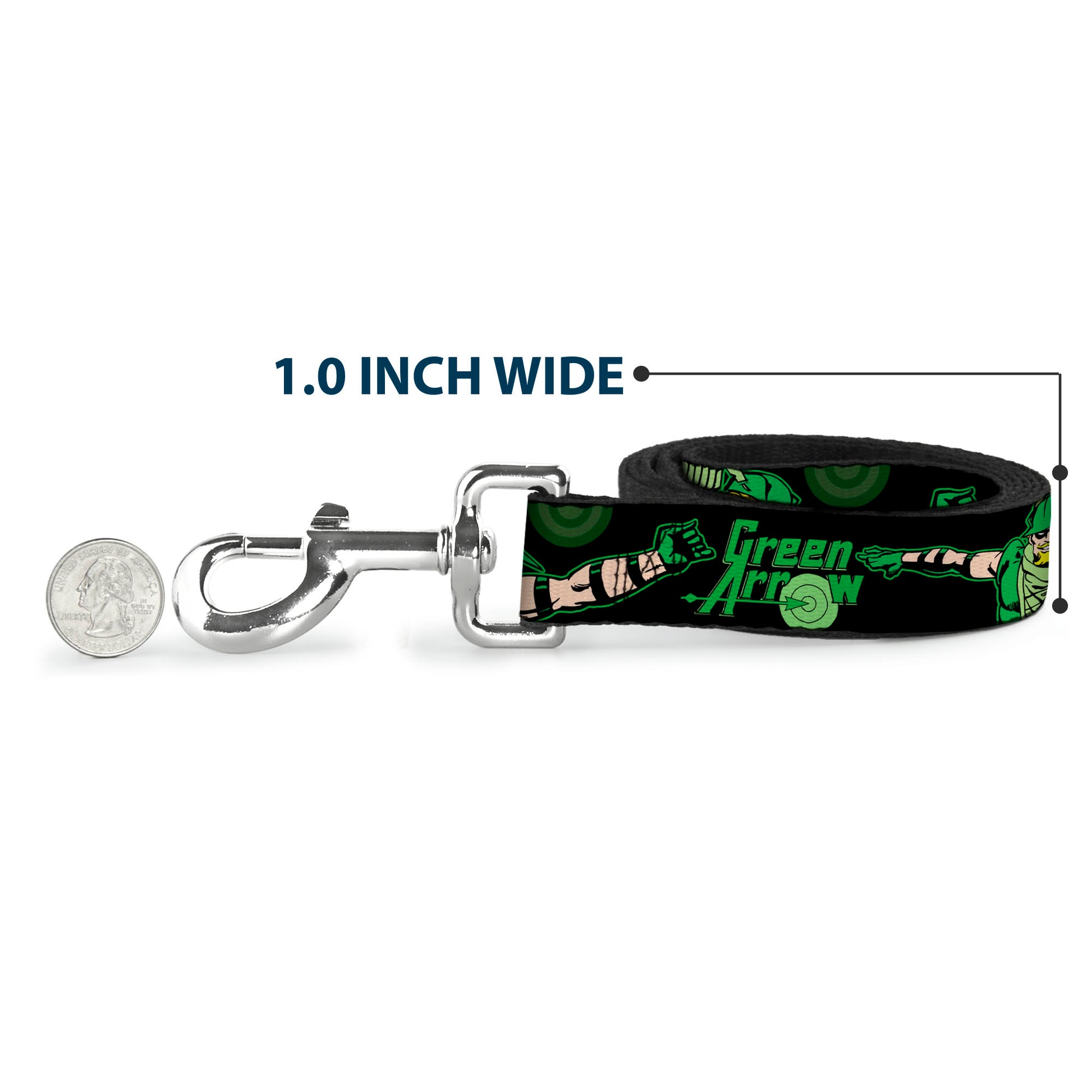 Dog Leash - GREEN ARROW Action Poses Targets Black Greens Dog Leashes DC Comics