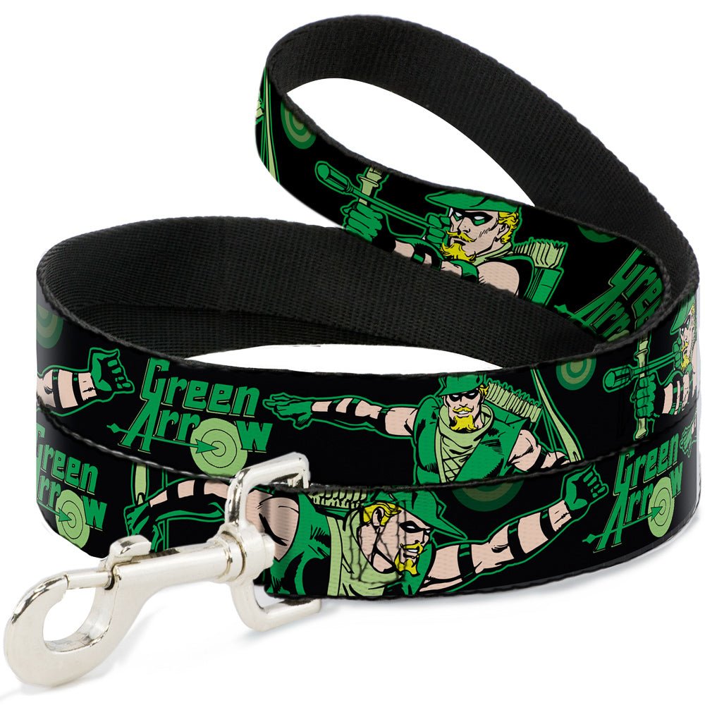 Dog Leash - GREEN ARROW Action Poses Targets Black Greens Dog Leashes DC Comics
