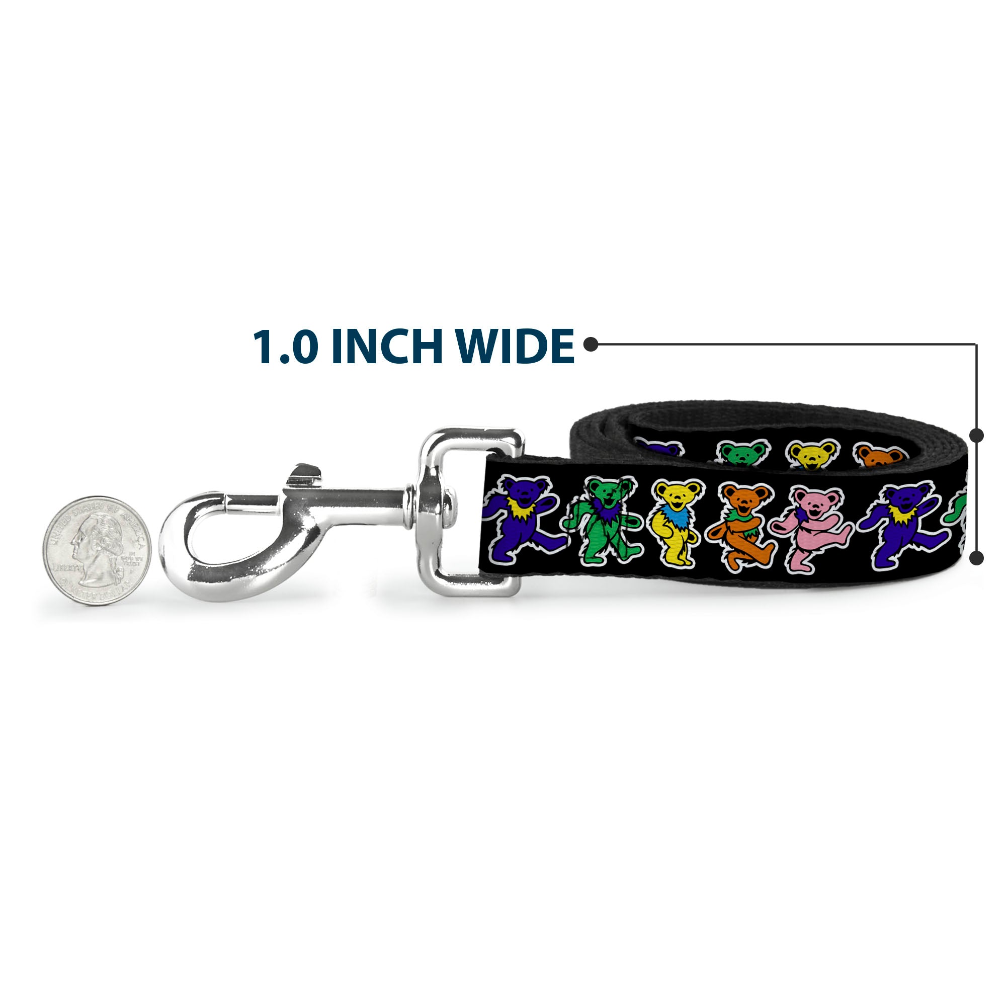 Dog Leash - Dancing Bears Black/Multi Color Dog Leashes Grateful Dead