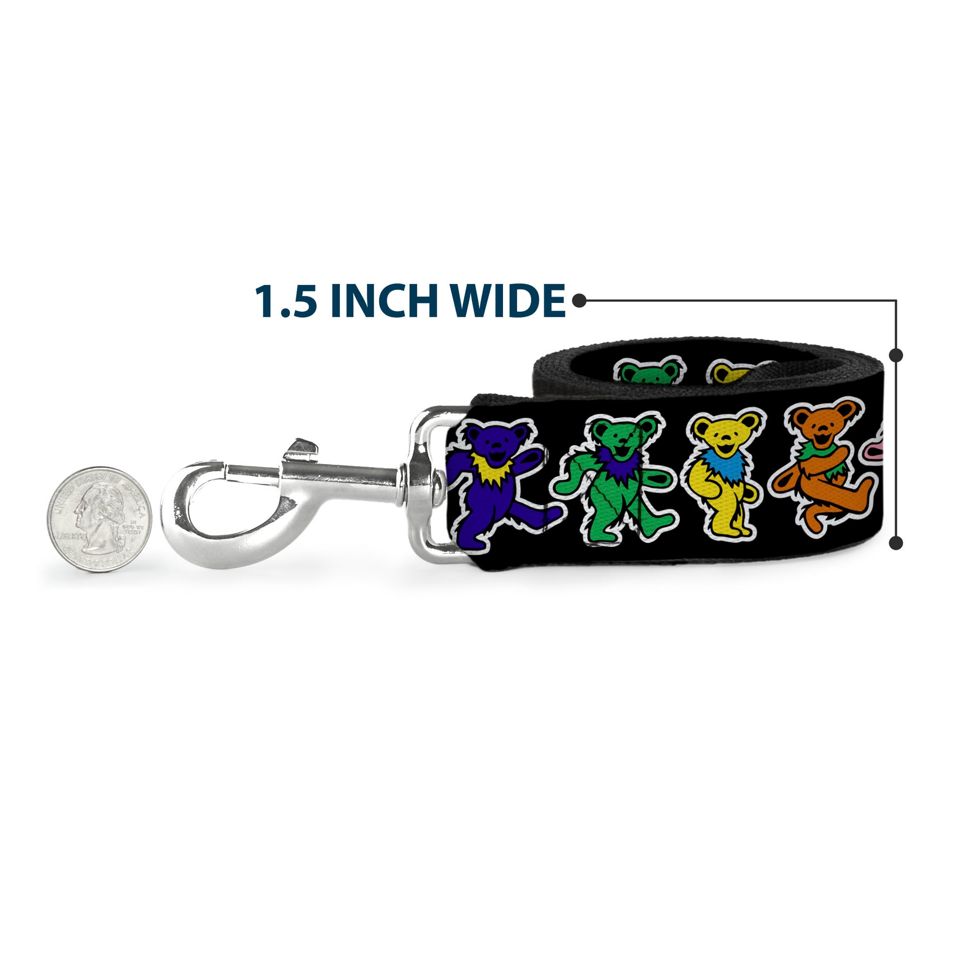 Dog Leash - Dancing Bears Black/Multi Color Dog Leashes Grateful Dead