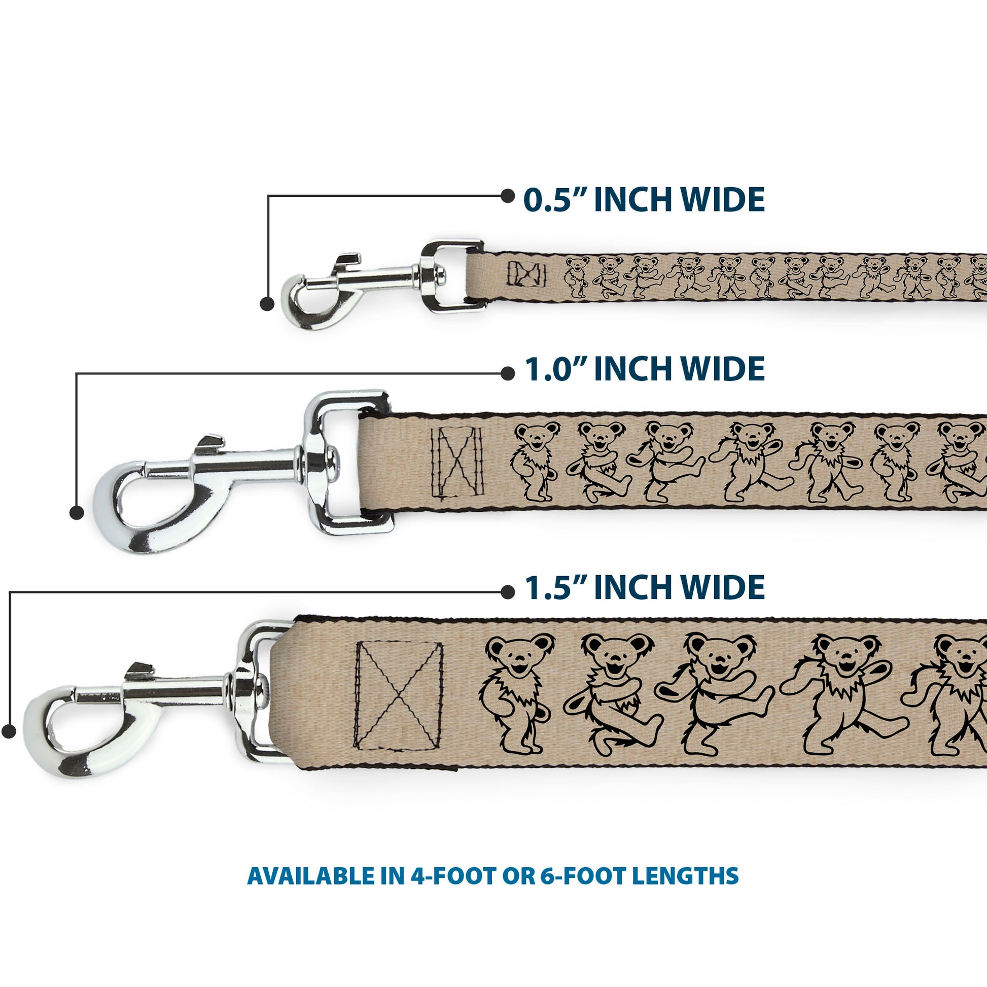 Dog Leash - Dancing Bears Hemp/Black Dog Leashes Grateful Dead