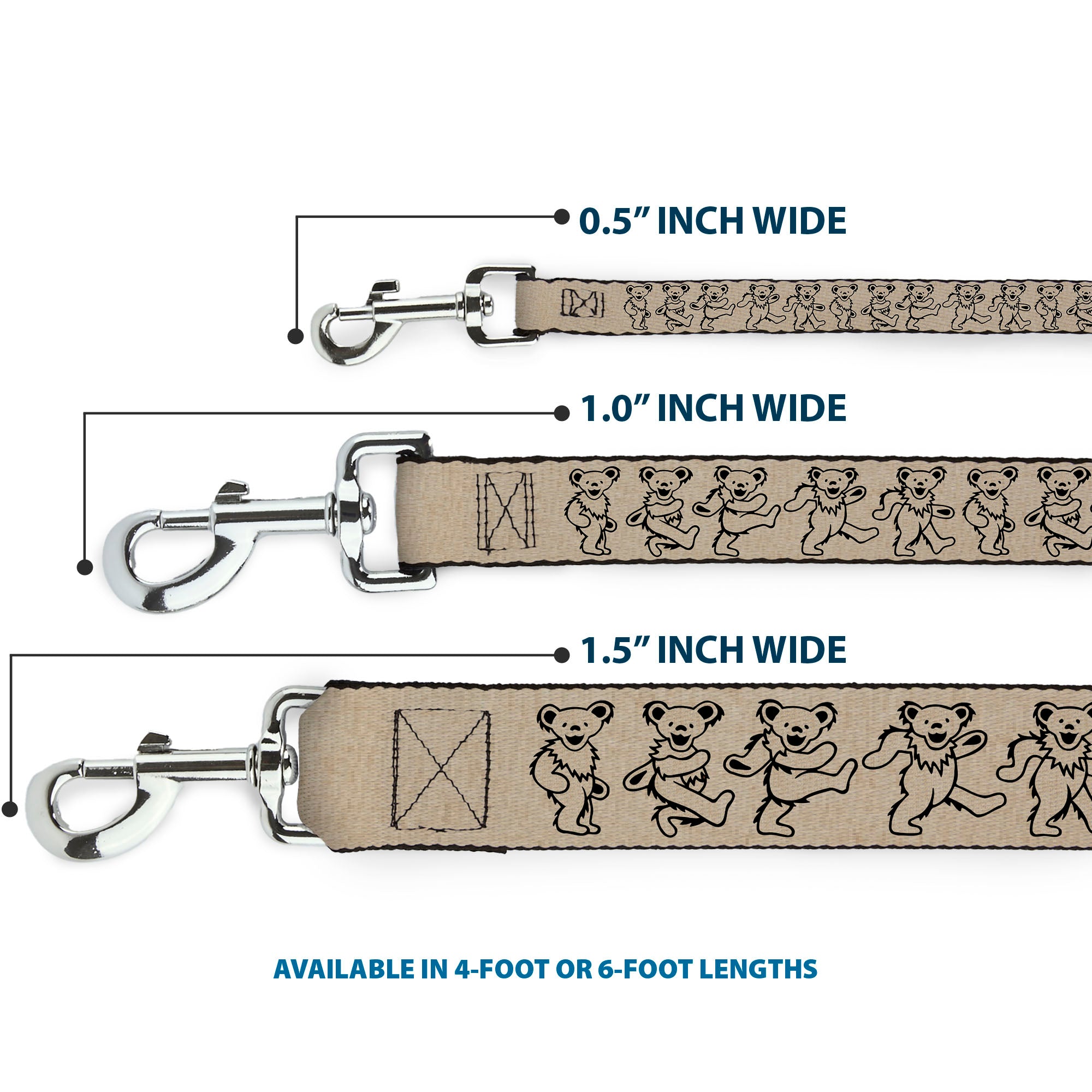Dog Leash - Dancing Bears Hemp/Black Dog Leashes Grateful Dead