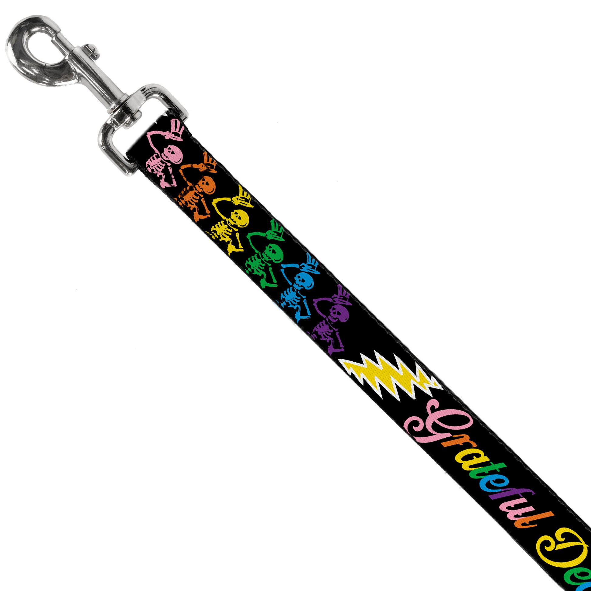 Dog Leash - Grateful Dead Script w/Bears & Skeletons Black/Multi Color Dog Leashes Grateful Dead