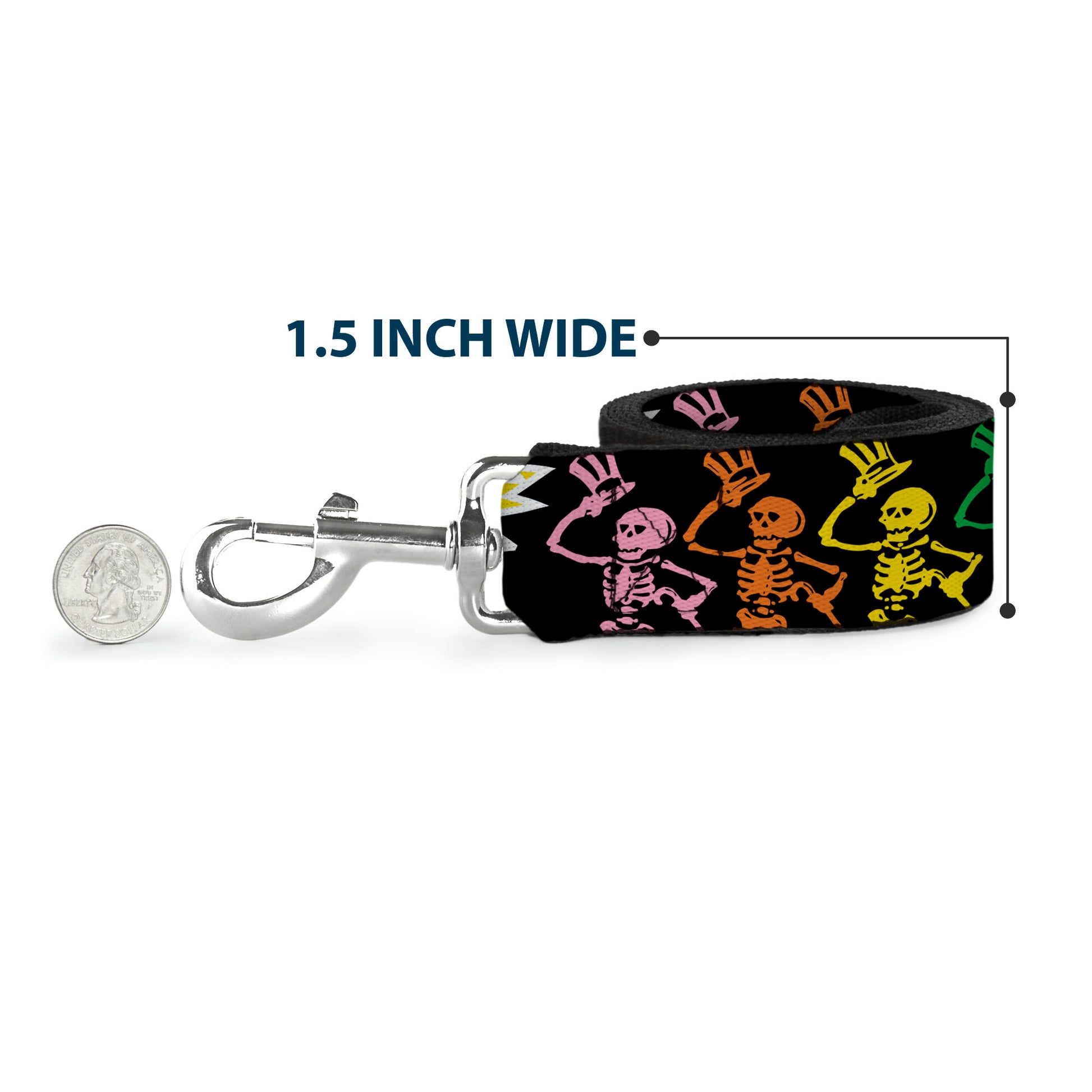 Dog Leash - Grateful Dead Script w/Bears & Skeletons Black/Multi Color Dog Leashes Grateful Dead