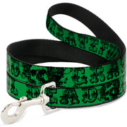 Dog Leash - Grateful Dead Text w/Skull & Roses Green Dog Leashes Grateful Dead