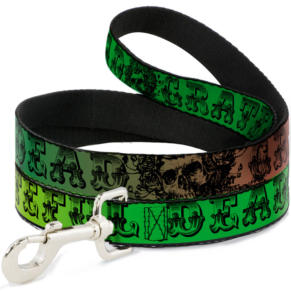 Dog Leash - Grateful Dead Text w/Skull & Roses Rainbow Fade Dog Leashes Grateful Dead