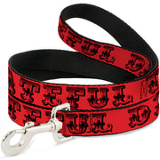 Dog Leash - Grateful Dead Text w/Skull & Roses Red Dog Leashes Grateful Dead