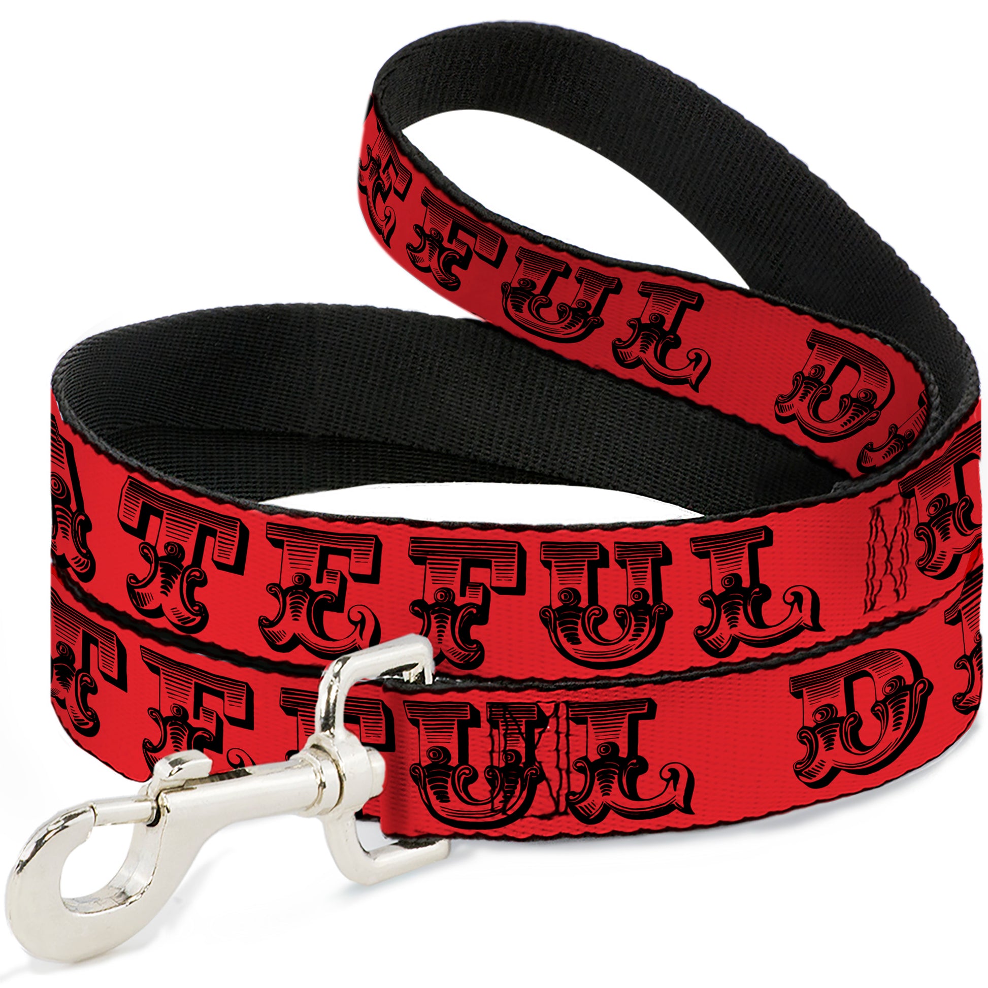 Dog Leash - Grateful Dead Text w/Skull & Roses Red Dog Leashes Grateful Dead