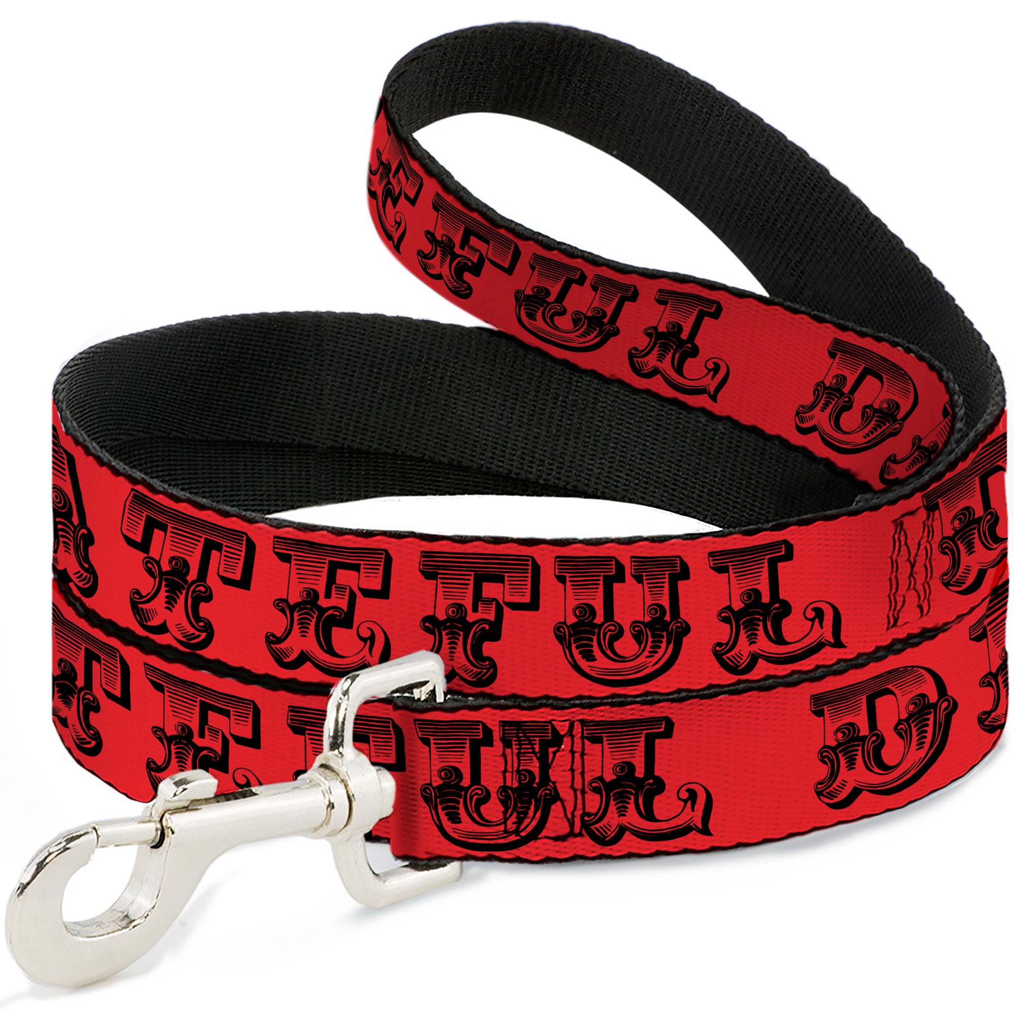 Dog Leash - Grateful Dead Text w/Skull & Roses Red Dog Leashes Grateful Dead