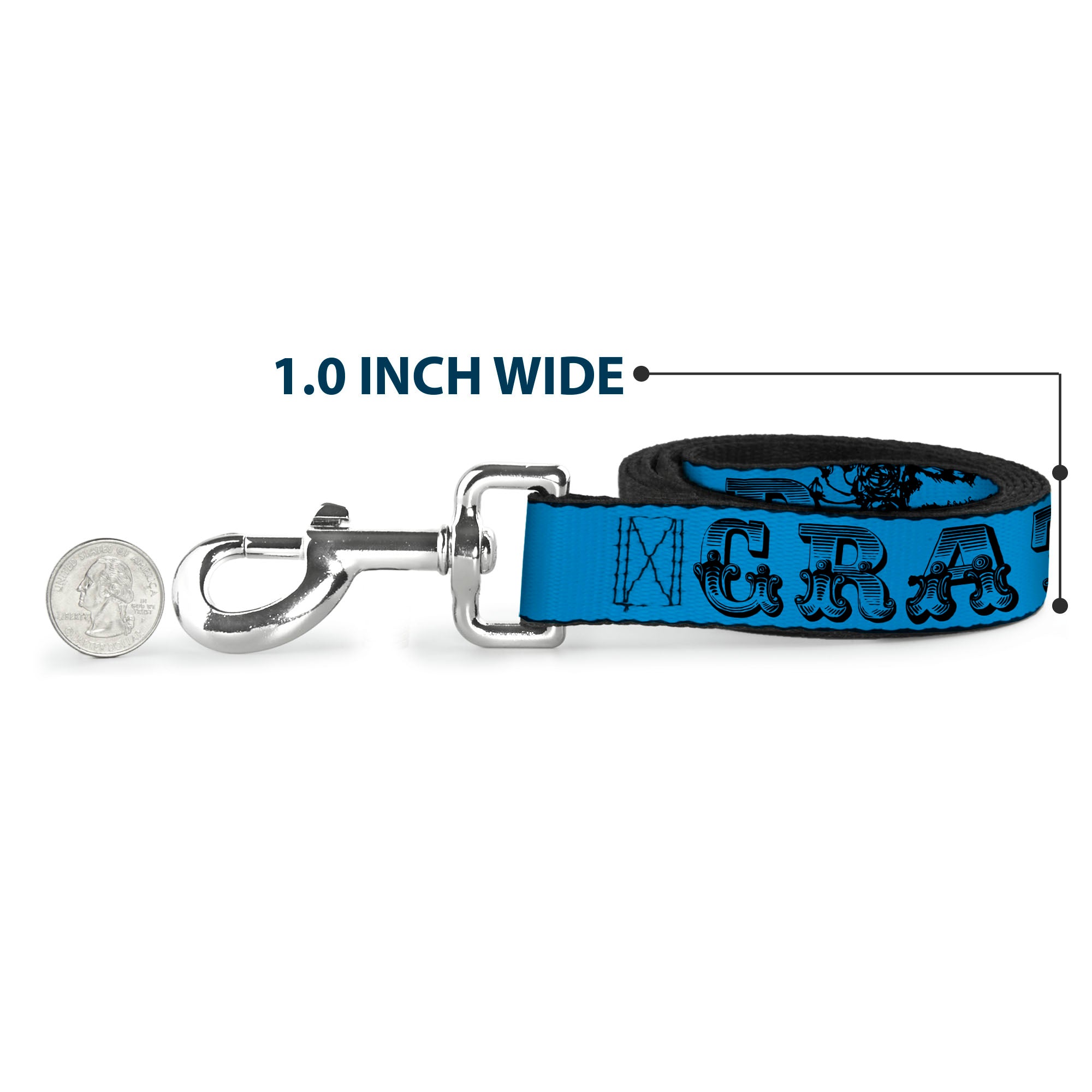 Dog Leash - Grateful Dead Text w/Skull & Roses Turquoise Dog Leashes Grateful Dead