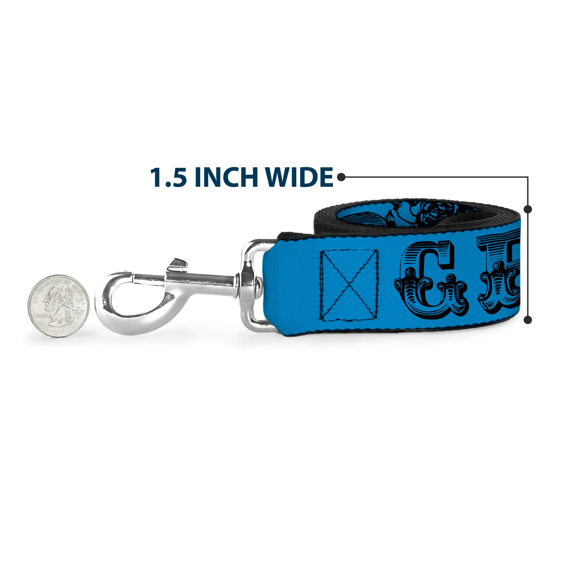 Dog Leash - Grateful Dead Text w/Skull & Roses Turquoise Dog Leashes Grateful Dead