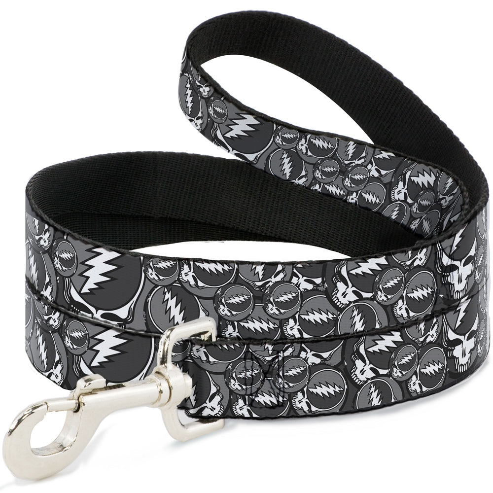Dog Leash - Steal Your Face Stacked Gray Dog Leashes Grateful Dead