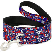 Dog Leash - Steal Your Face Stacked Red/White/Blue Dog Leashes Grateful Dead