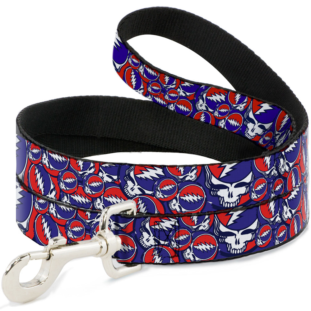 Dog Leash - Steal Your Face Stacked Red/White/Blue Dog Leashes Grateful Dead
