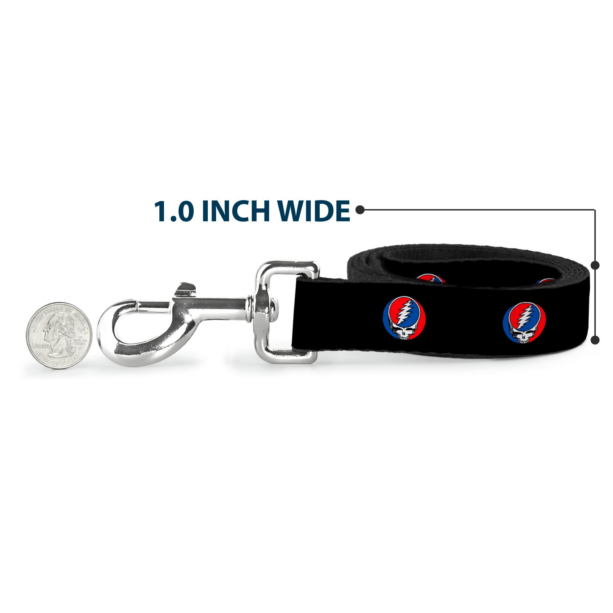 Dog Leash - Steal Your Face Repeat Black/Color Dog Leashes Grateful Dead
