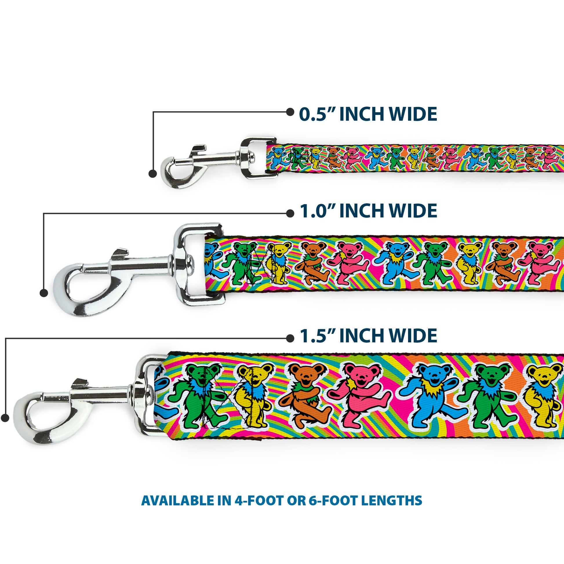 Dog Leash - Grateful Dead Dancing Bears Swirl Multi Color Dog Leashes Grateful Dead