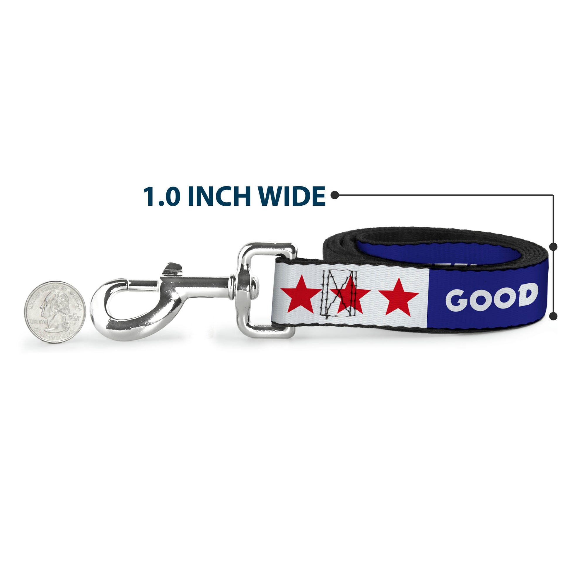 Dog Leash - GOOD OL' GRATEFUL DEAD Text and Stars Blue/White/Red Dog Leashes Grateful Dead