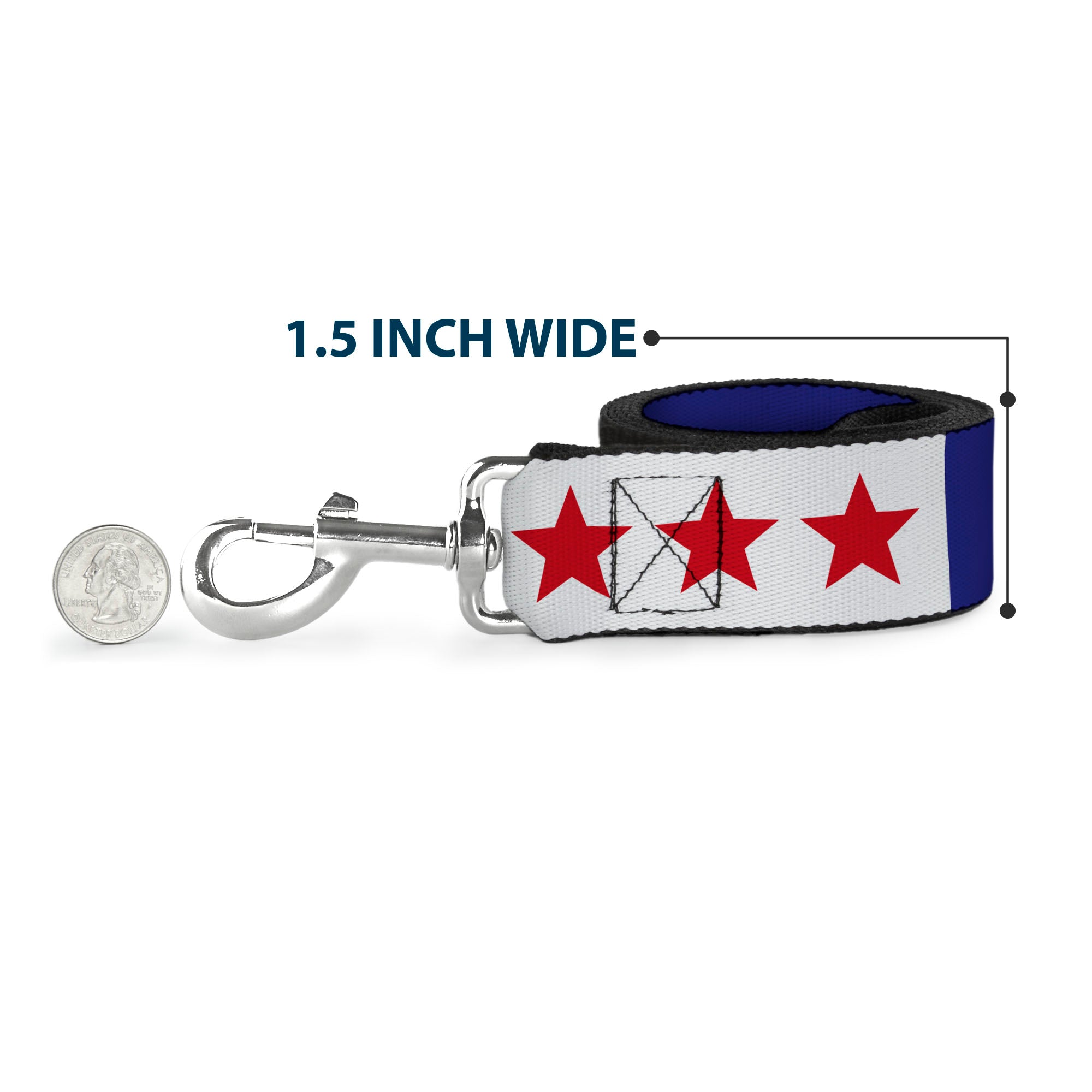 Dog Leash - GOOD OL' GRATEFUL DEAD Text and Stars Blue/White/Red Dog Leashes Grateful Dead
