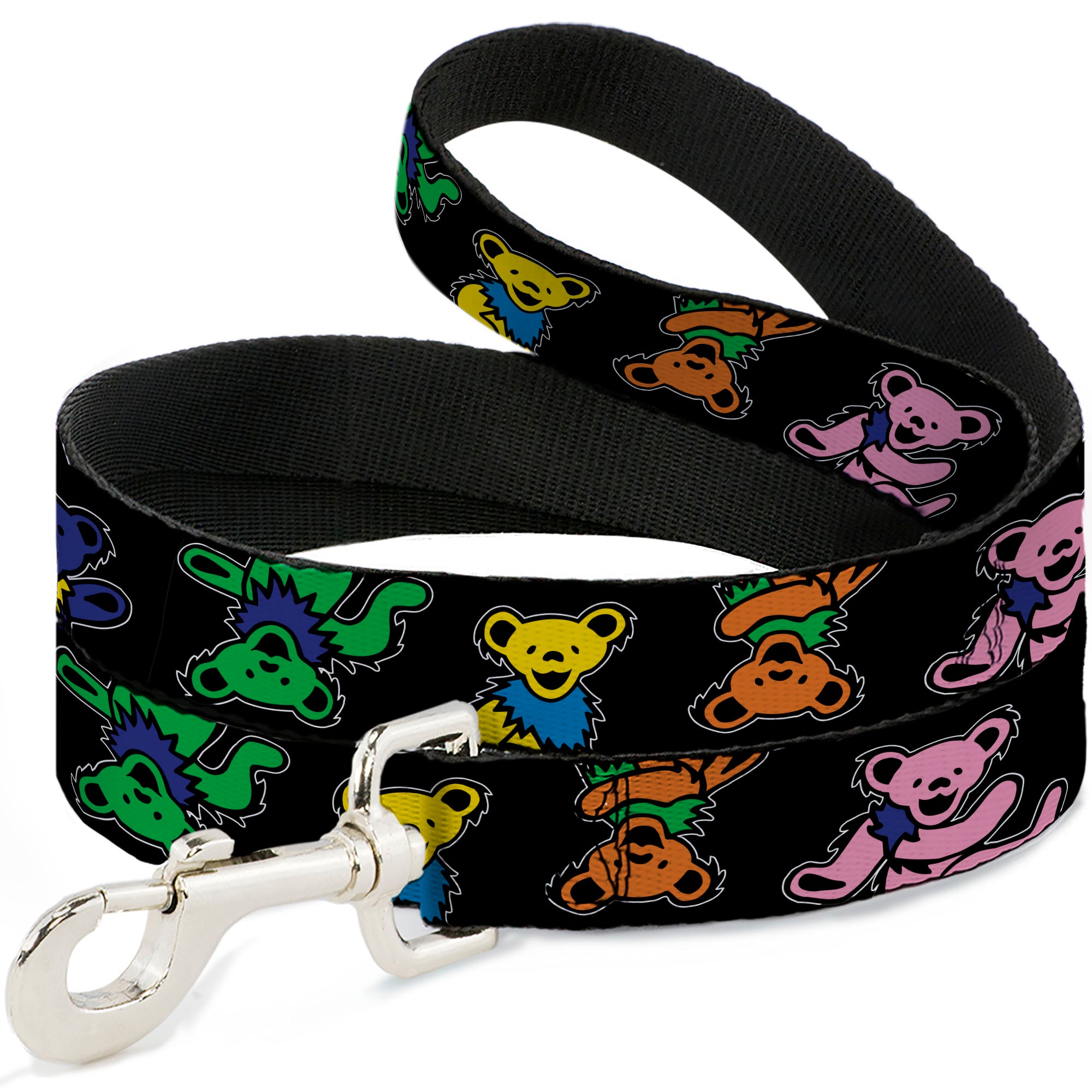 Dog Leash - Grateful Dead Dancing Bears Close-Up Black/Multi Color Dog Leashes Grateful Dead
