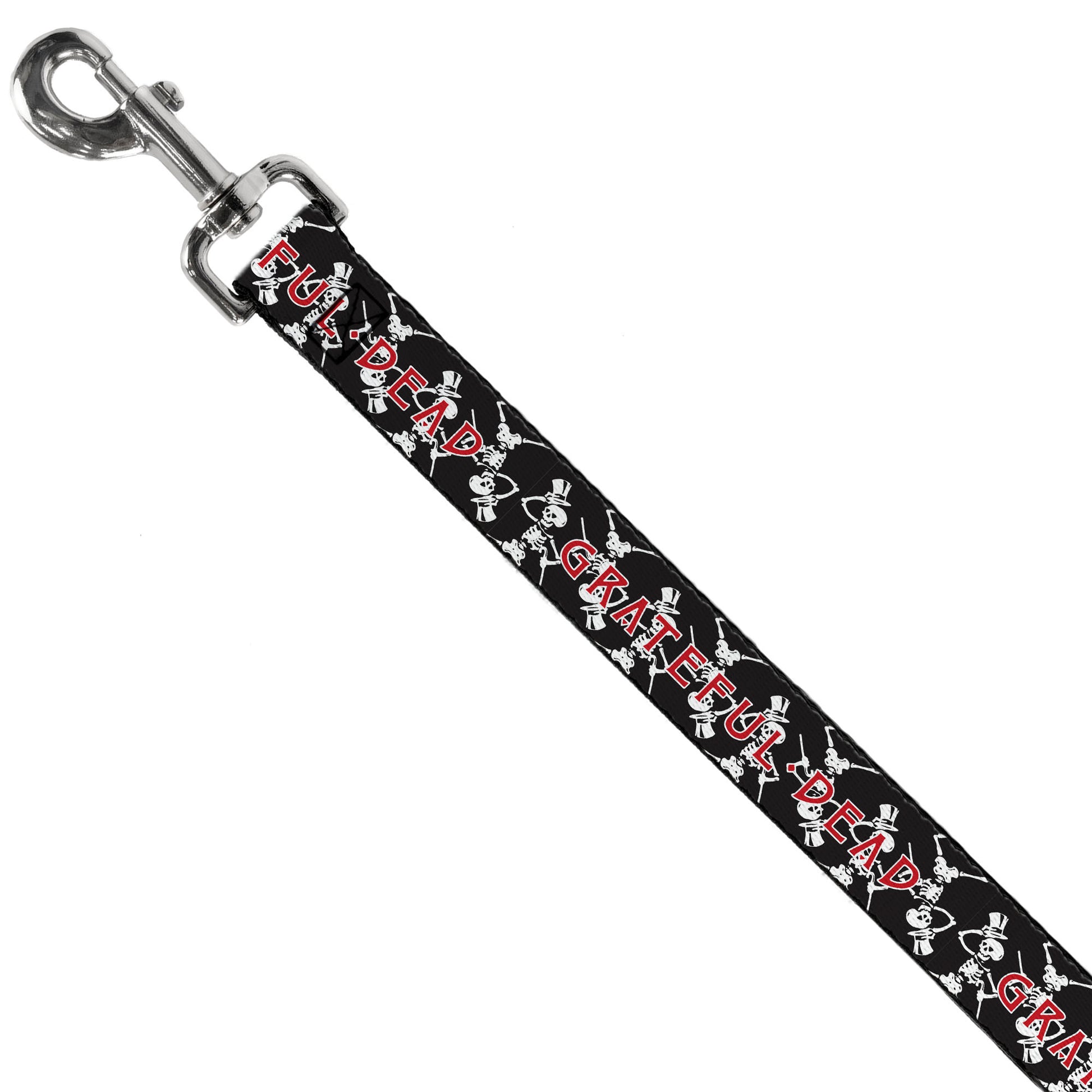 Dog Leash - GRATEFUL DEAD Dancing Skeletons and Text Black/White/Red Dog Leashes Grateful Dead